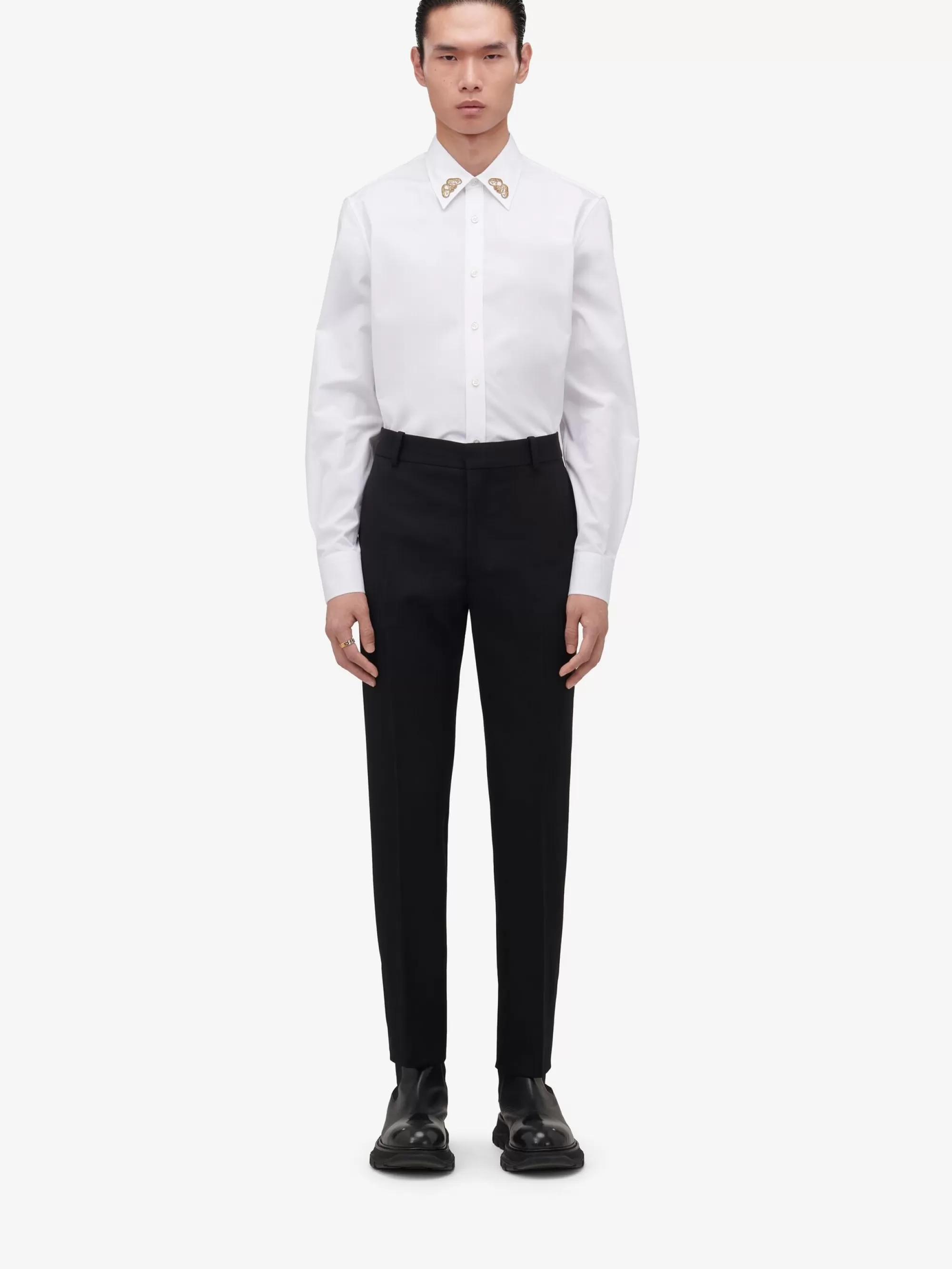 Men's Embroidered Collar Shirt in >Alexander McQueen Shop