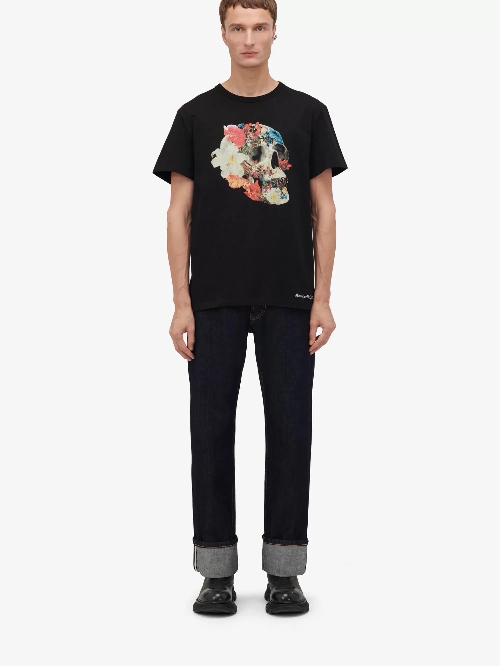 Men's Floral Skull T-shirt in >Alexander McQueen Discount