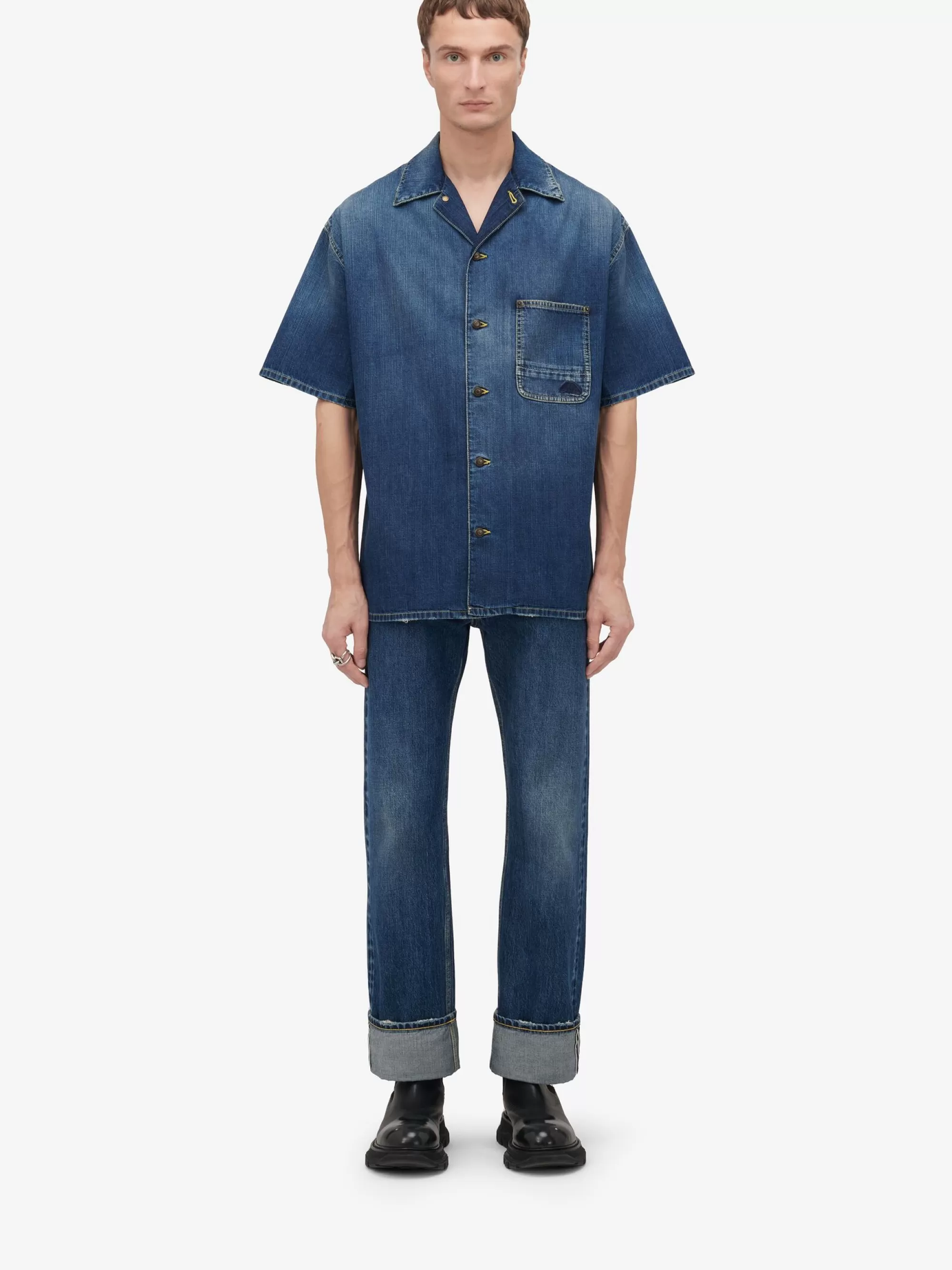 Men's Hawaiian Denim Shirt in >Alexander McQueen Online