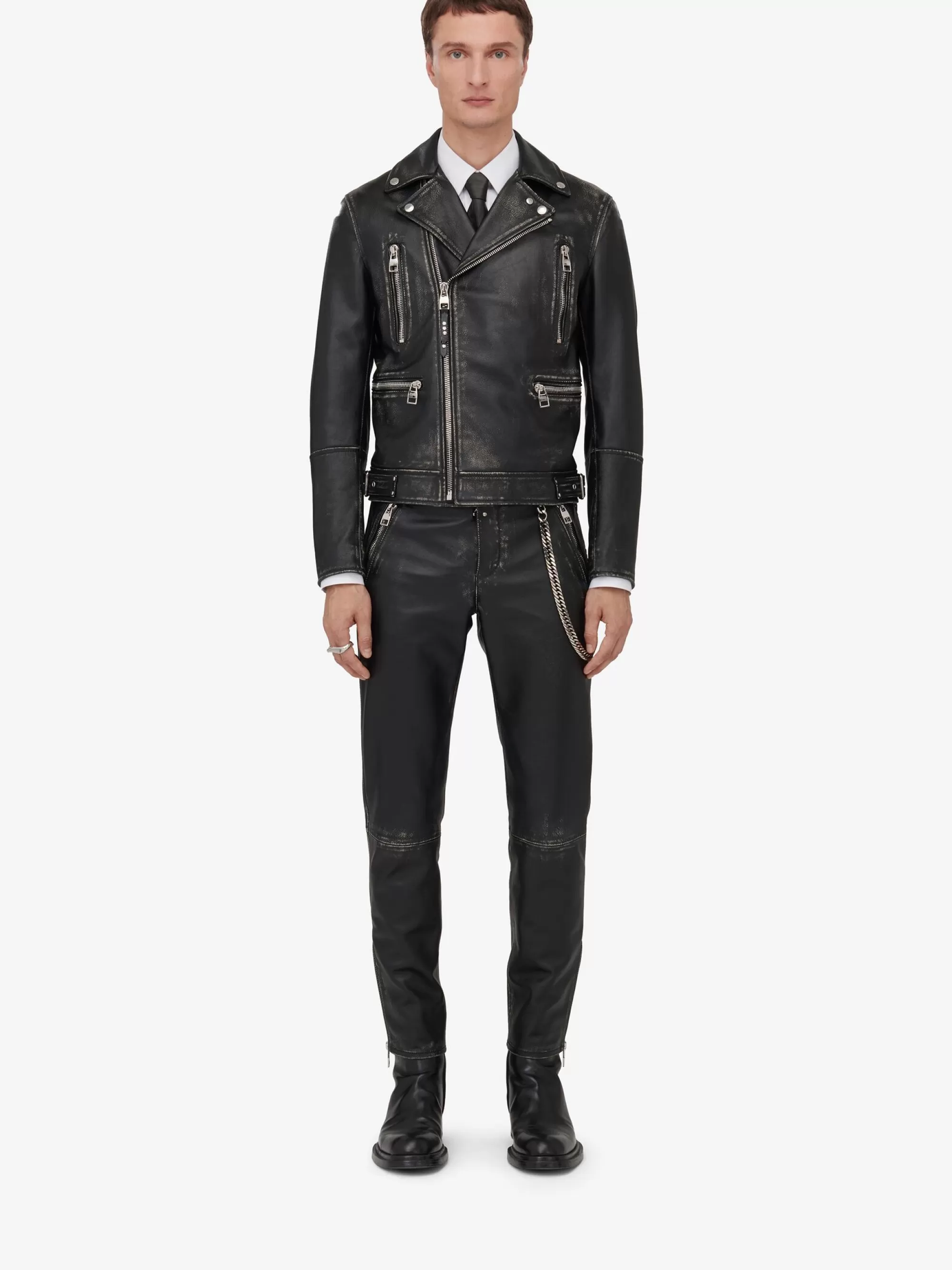 Men's Leather Biker Jacket in >Alexander McQueen Cheap