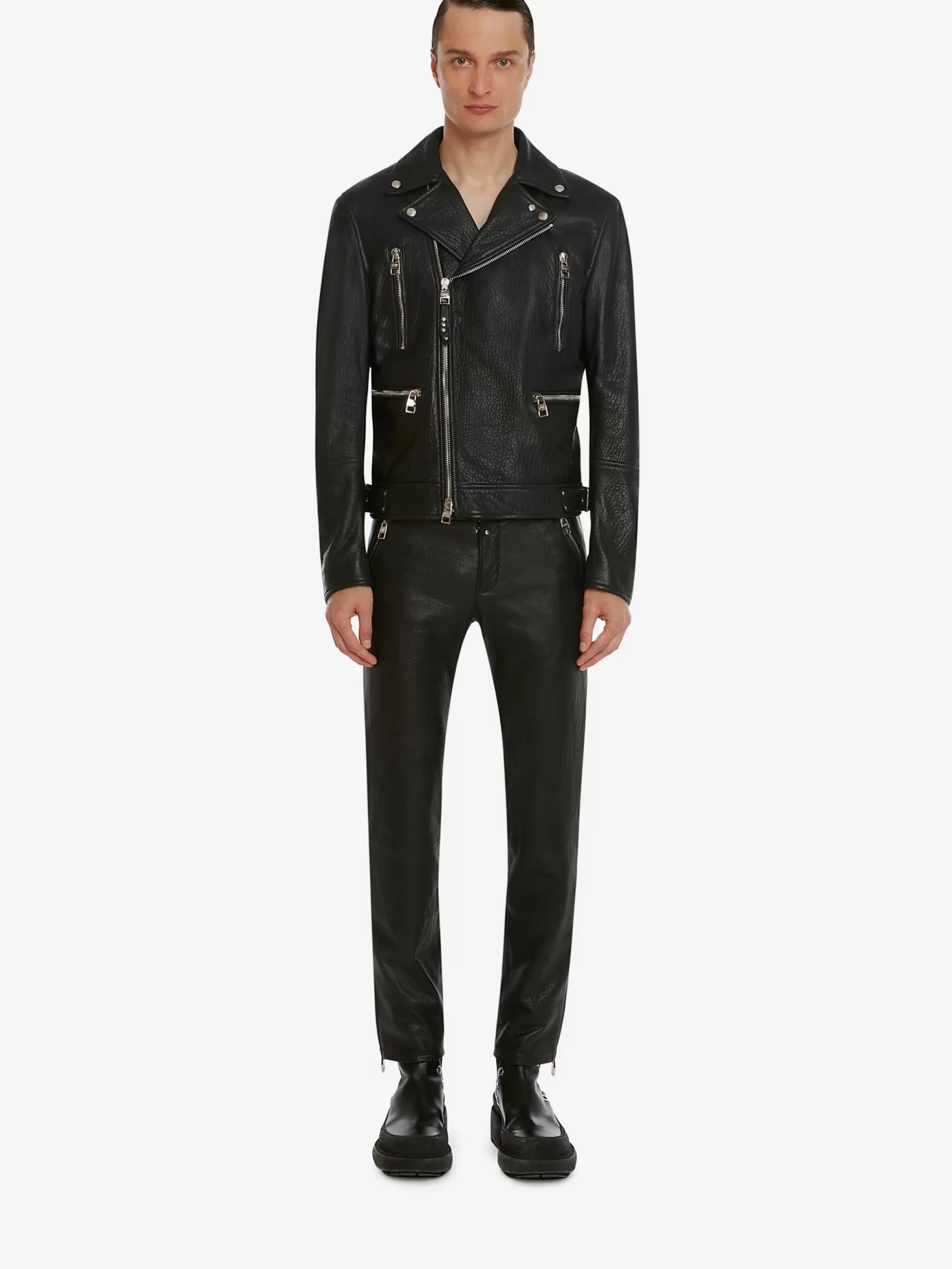 Men's McQueen Classic Leather Biker Jacket in >Alexander McQueen Online