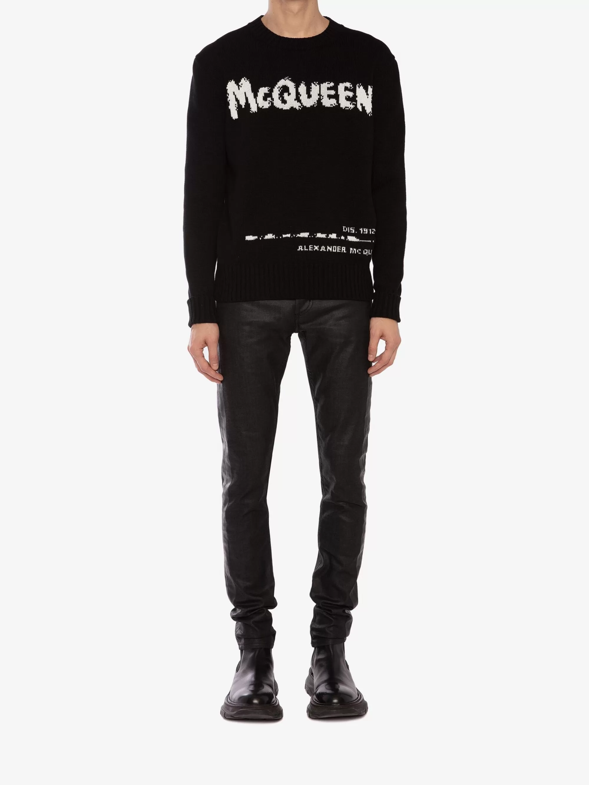 Men's McQueen Graffiti Crew Neck Sweater in >Alexander McQueen Flash Sale