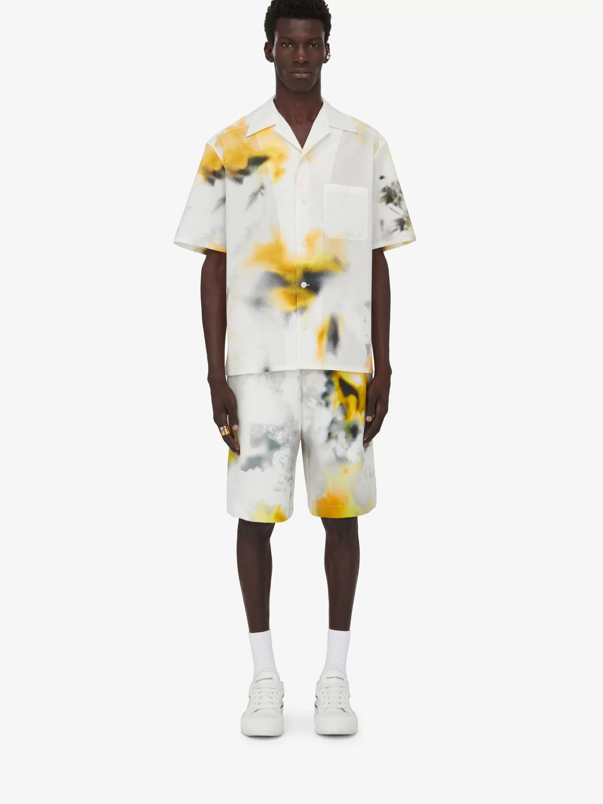 Men's Obscured Flower Bowling Shirt in >Alexander McQueen Cheap