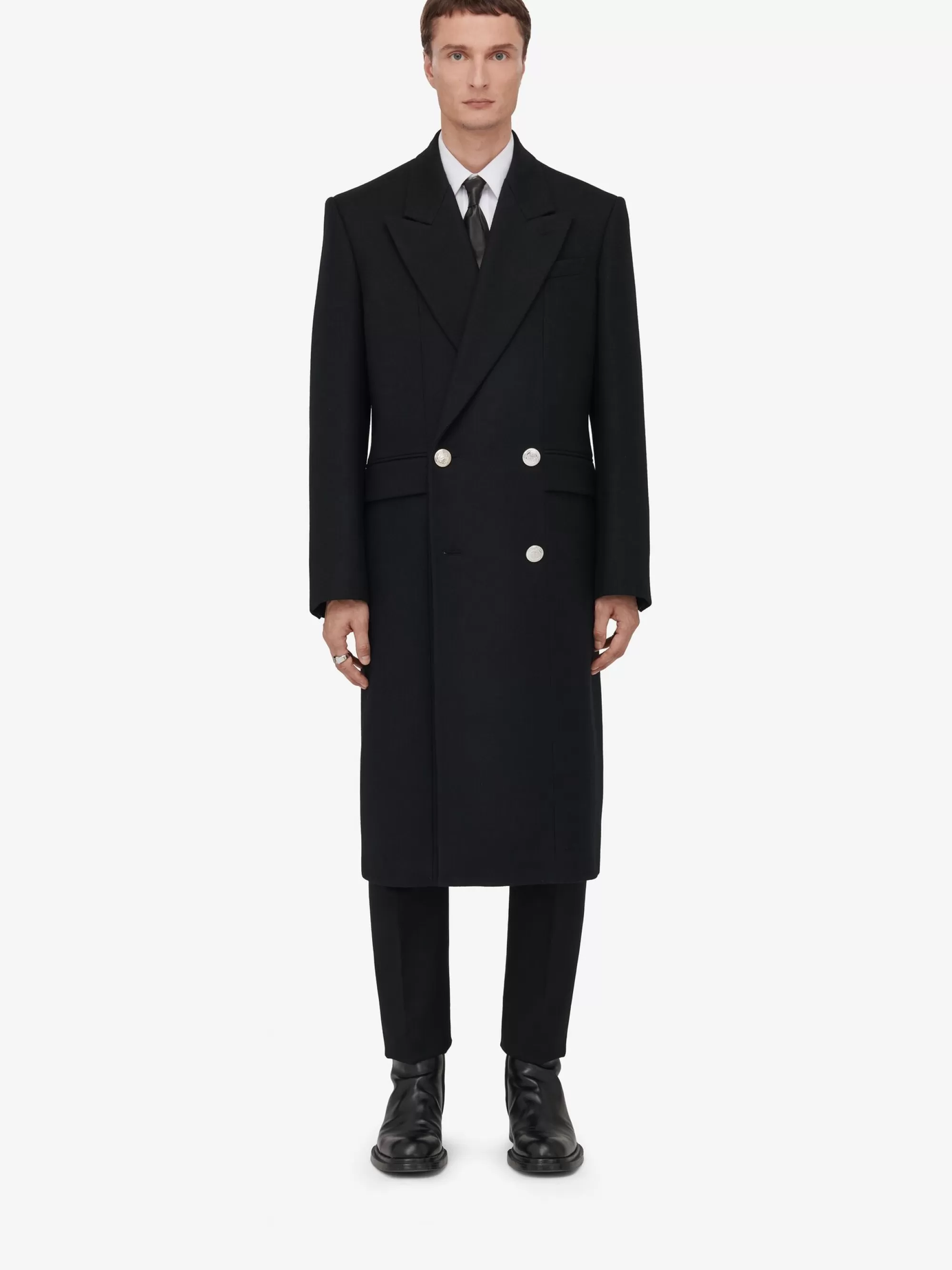 Men's Peak Lapel Double-breasted Coat in >Alexander McQueen Discount