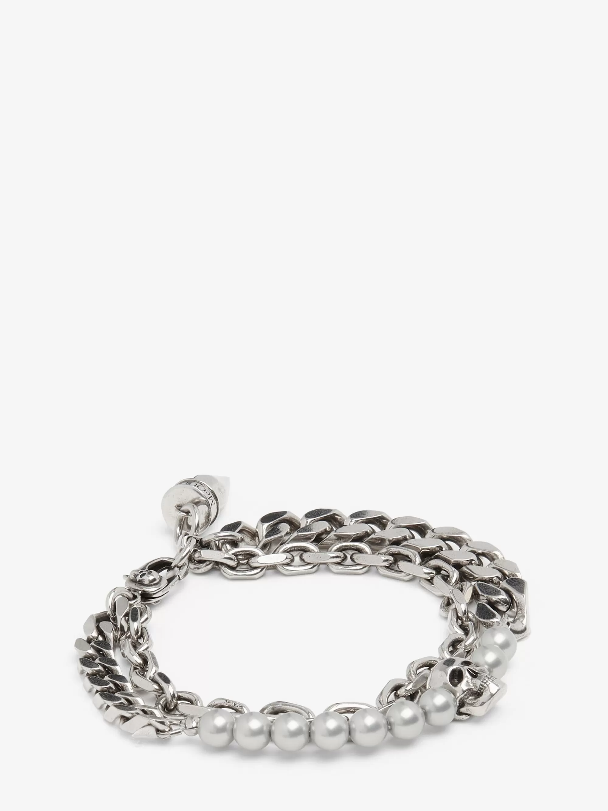 Men's Pearl And Skull Stud Bracelet in >Alexander McQueen Cheap