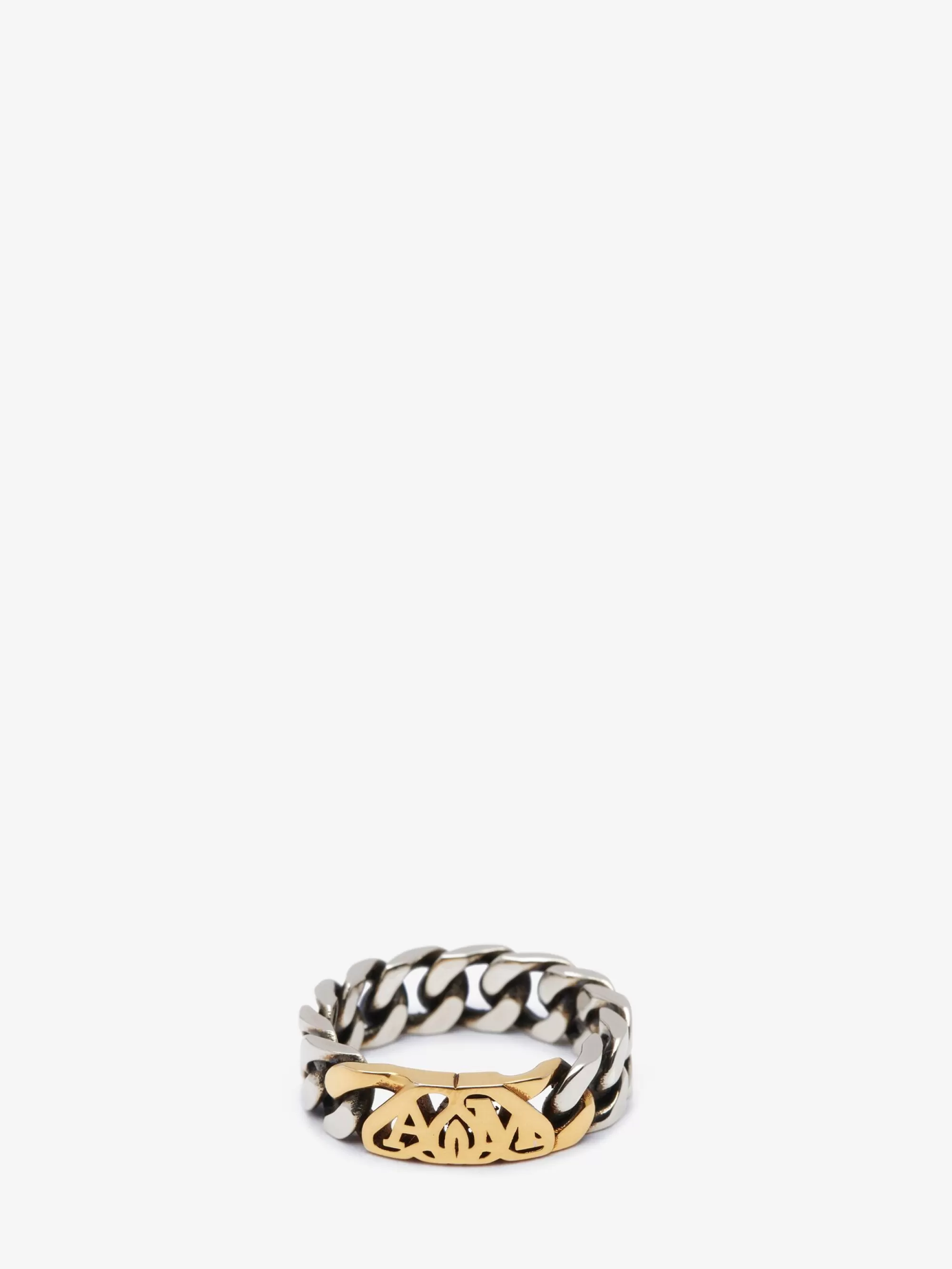 Men's Seal Logo Chain Ring in >Alexander McQueen Clearance