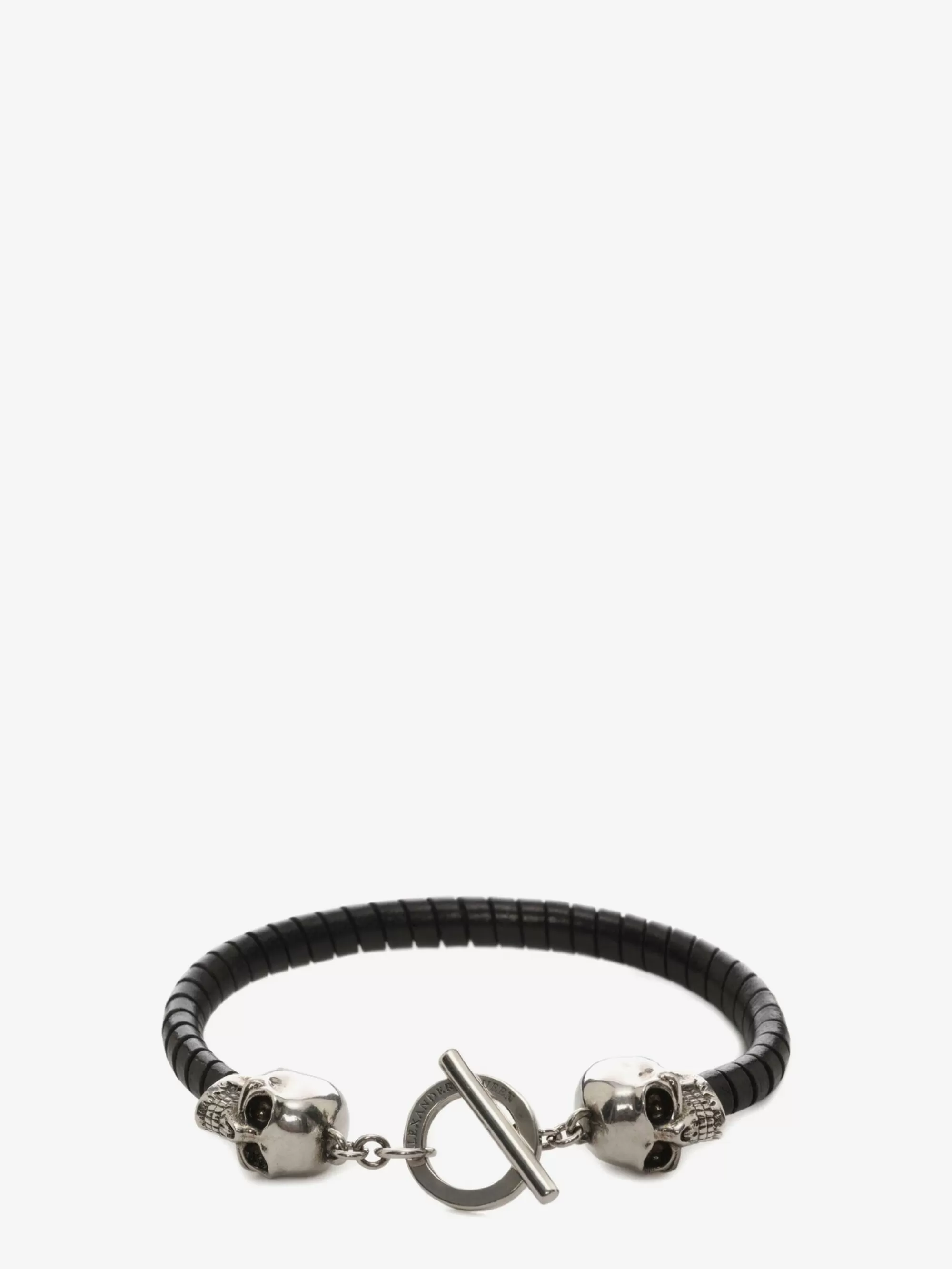 Men's Skull Leather Bracelet in >Alexander McQueen Outlet