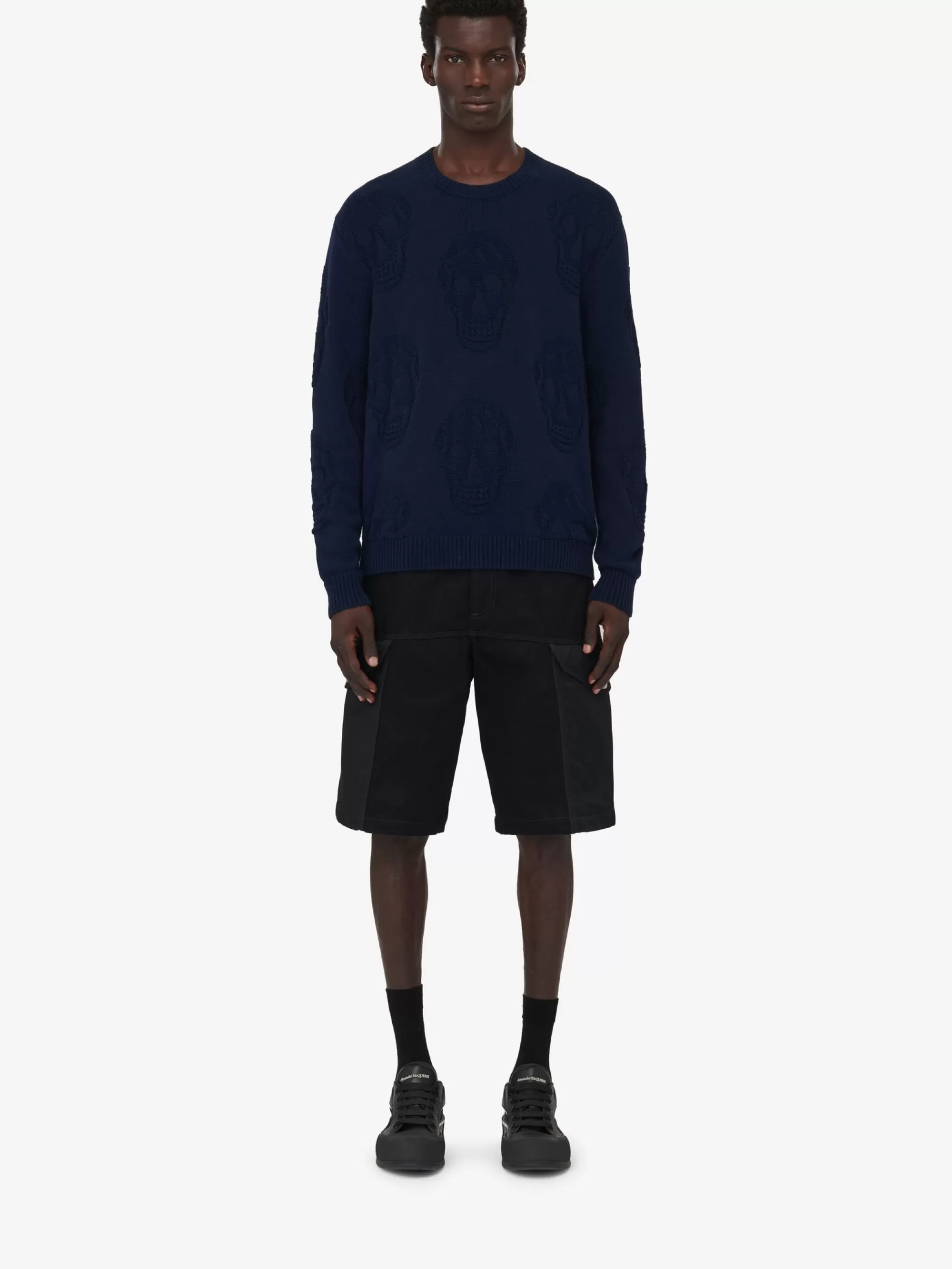 Men's Textured Skull Jumper in >Alexander McQueen Best