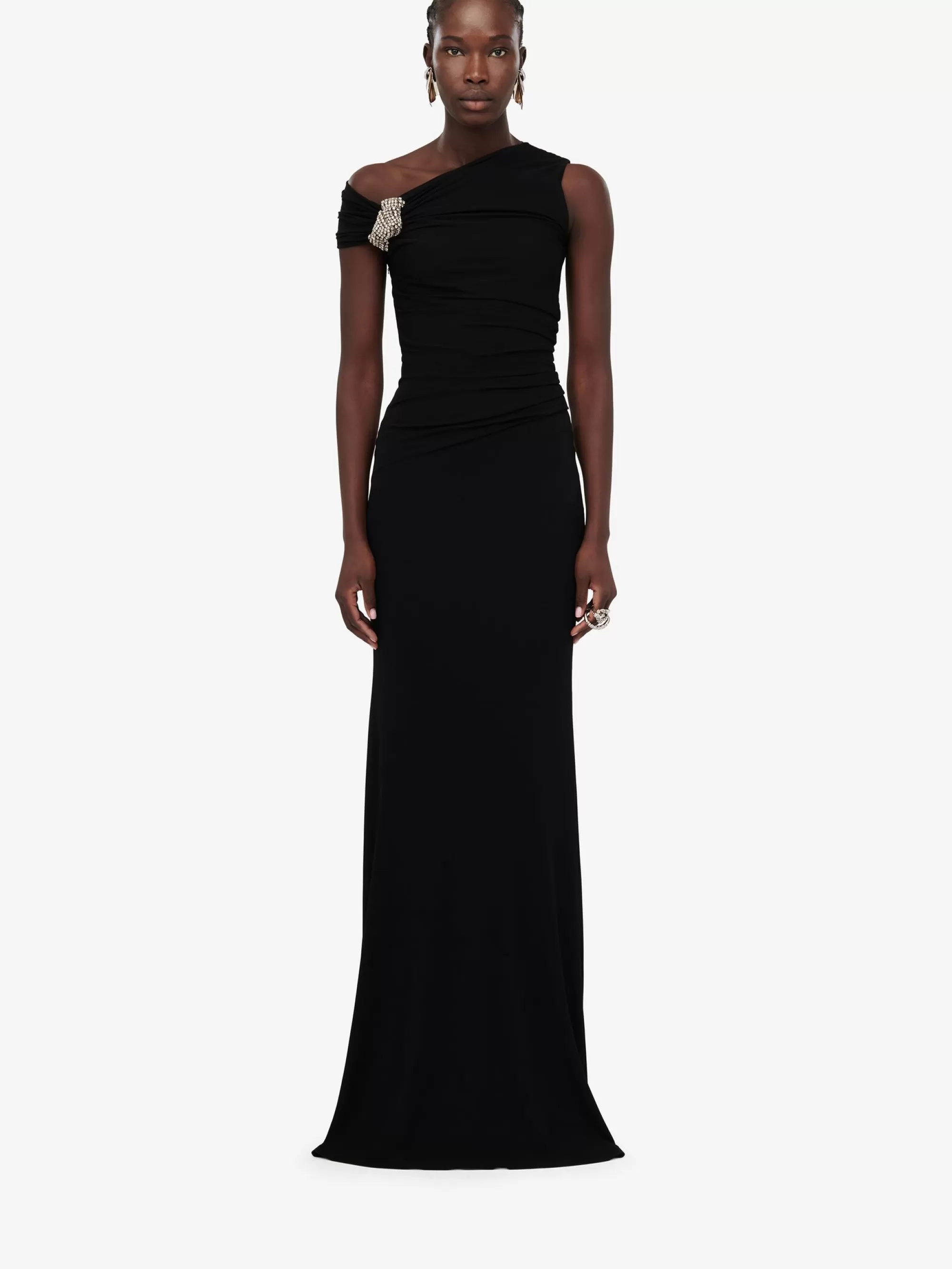 Women's Asymmetric Crystal Knot Evening Dress in >Alexander McQueen Outlet