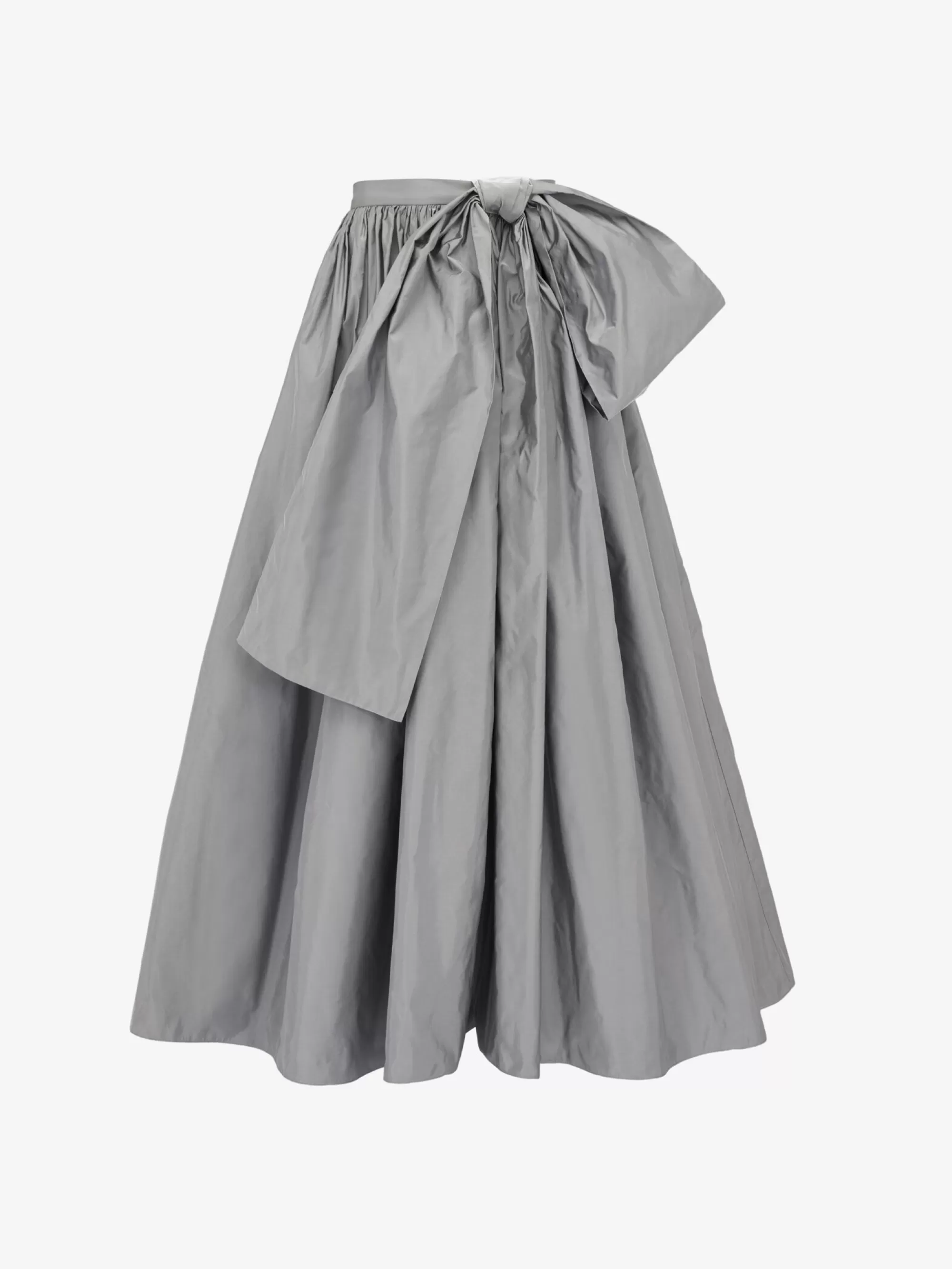 Women's Bow Detail Gathered Midi Skirt in >Alexander McQueen Shop