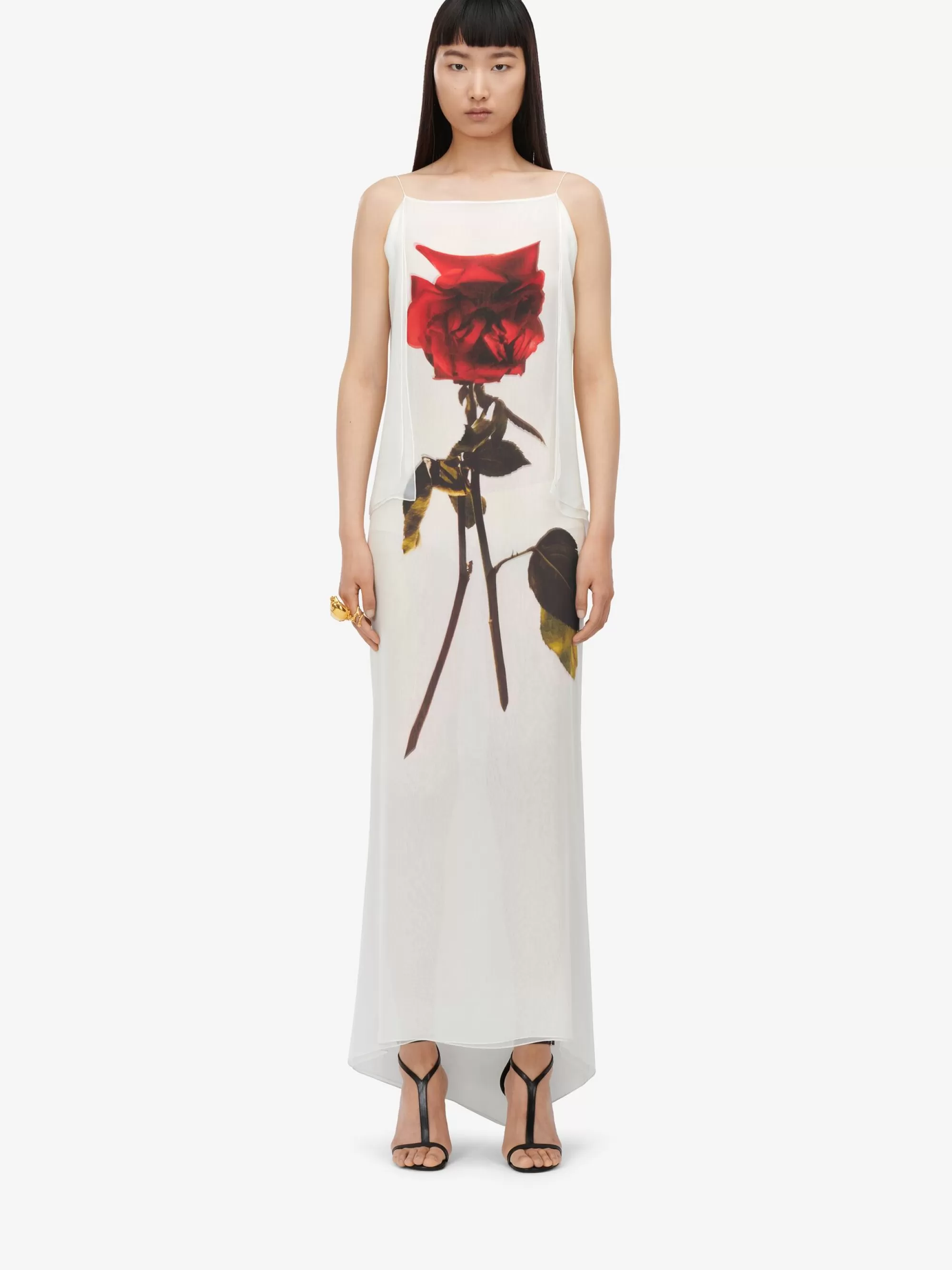 Women's Chiffon Shadow Rose Slip Dress in >Alexander McQueen Cheap