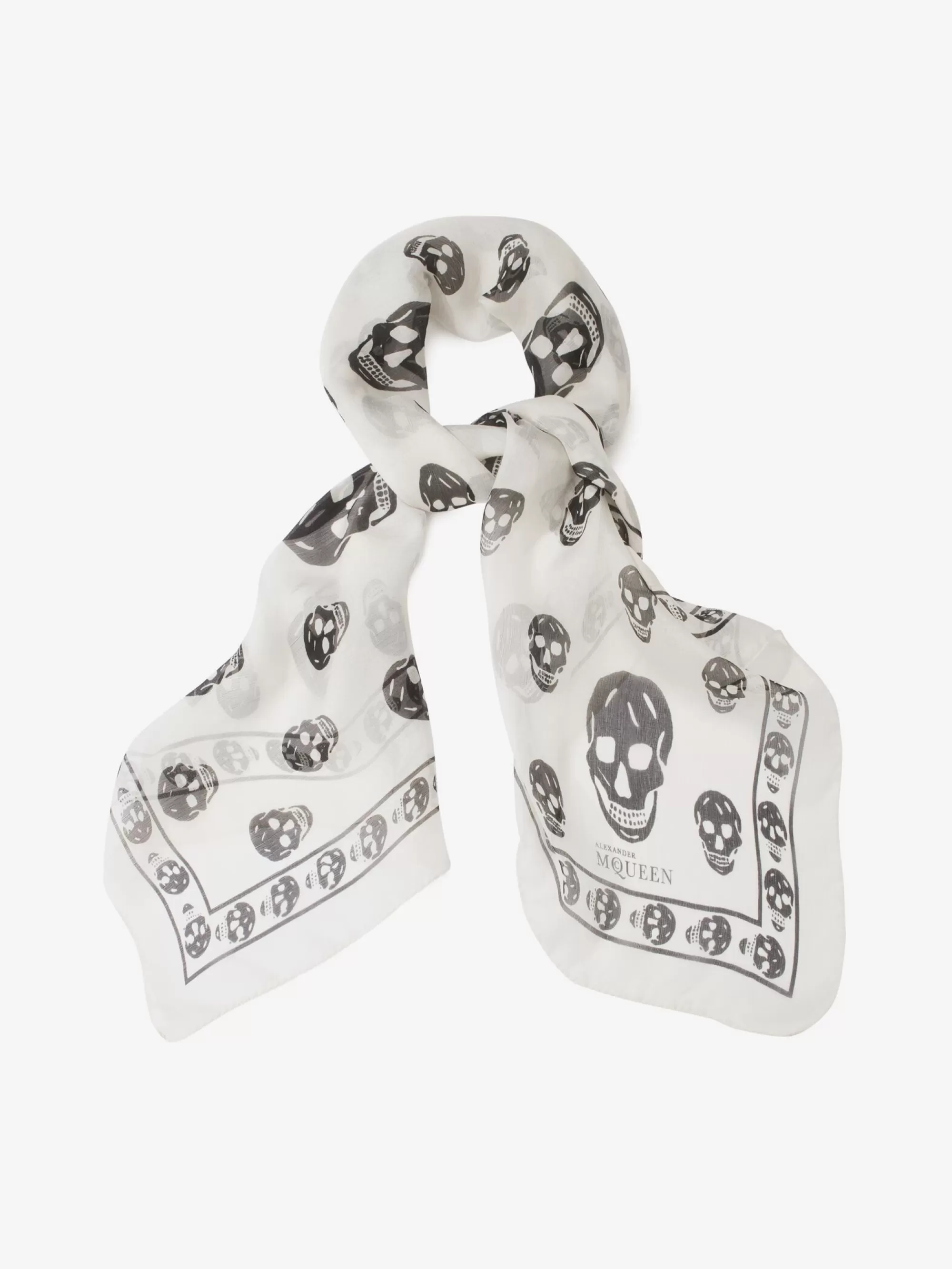 Women's Classic Silk Chiffon Skull Scarf in >Alexander McQueen Hot