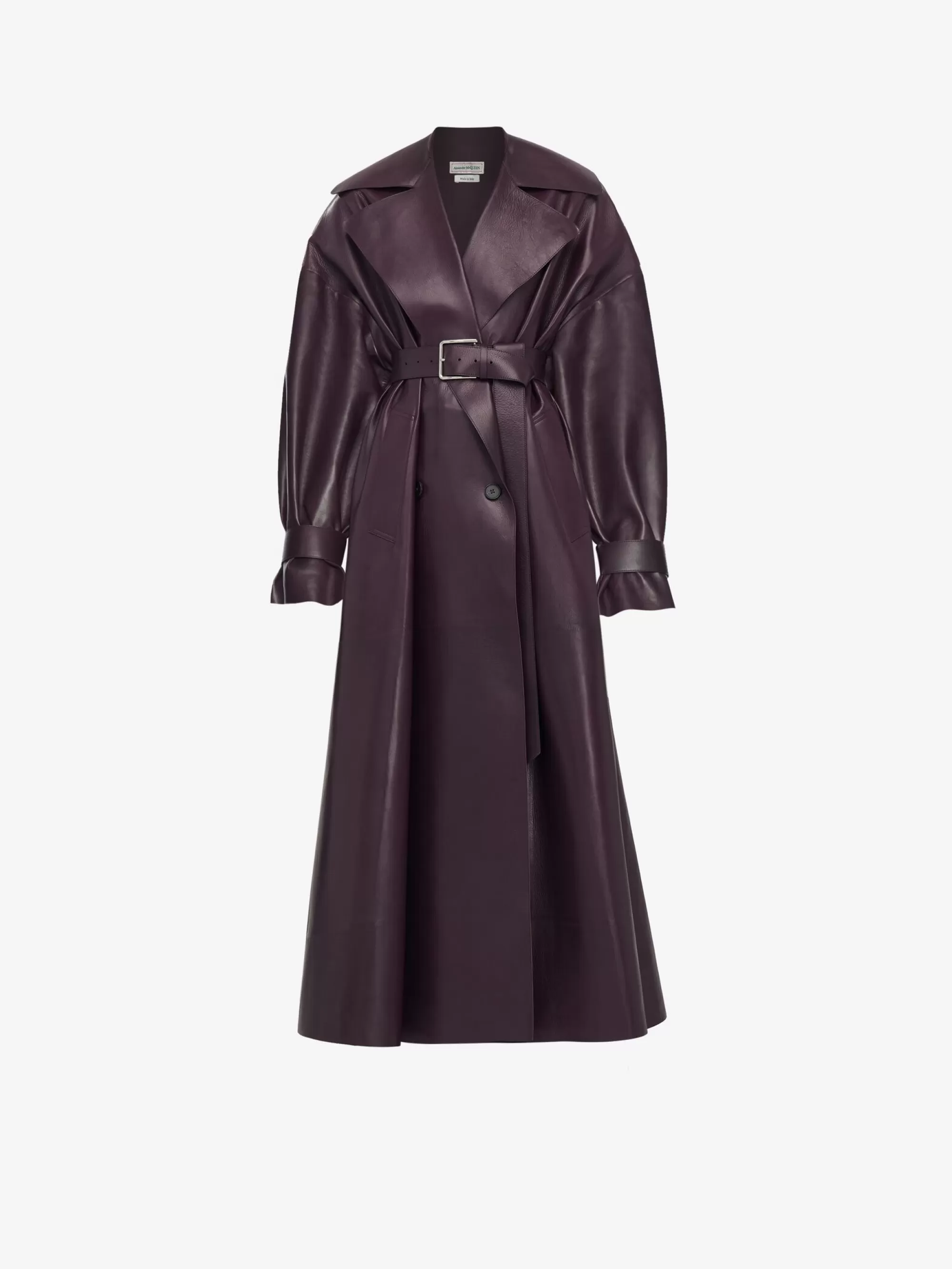 Women's Cocoon Sleeve Leather Trench Coat in >Alexander McQueen Store