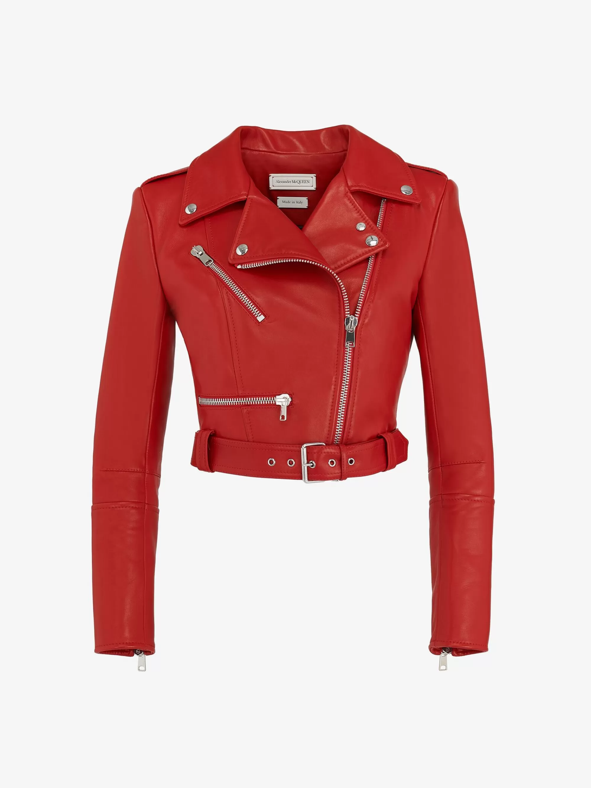 Women's Cropped Biker Jacket in >Alexander McQueen Hot