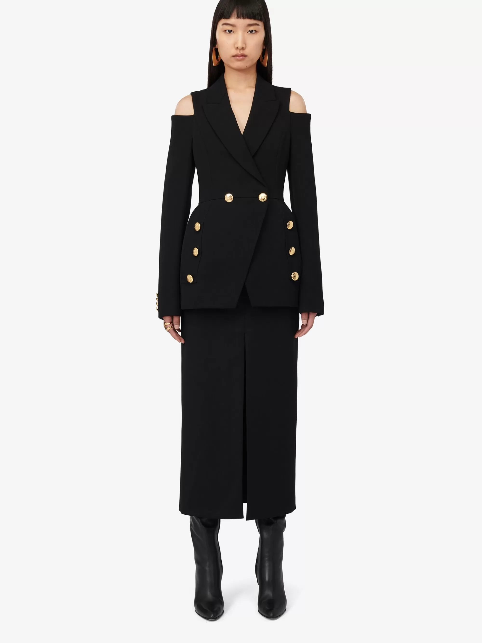 Women's Cut-out Double-breasted Military Jacket in >Alexander McQueen Shop