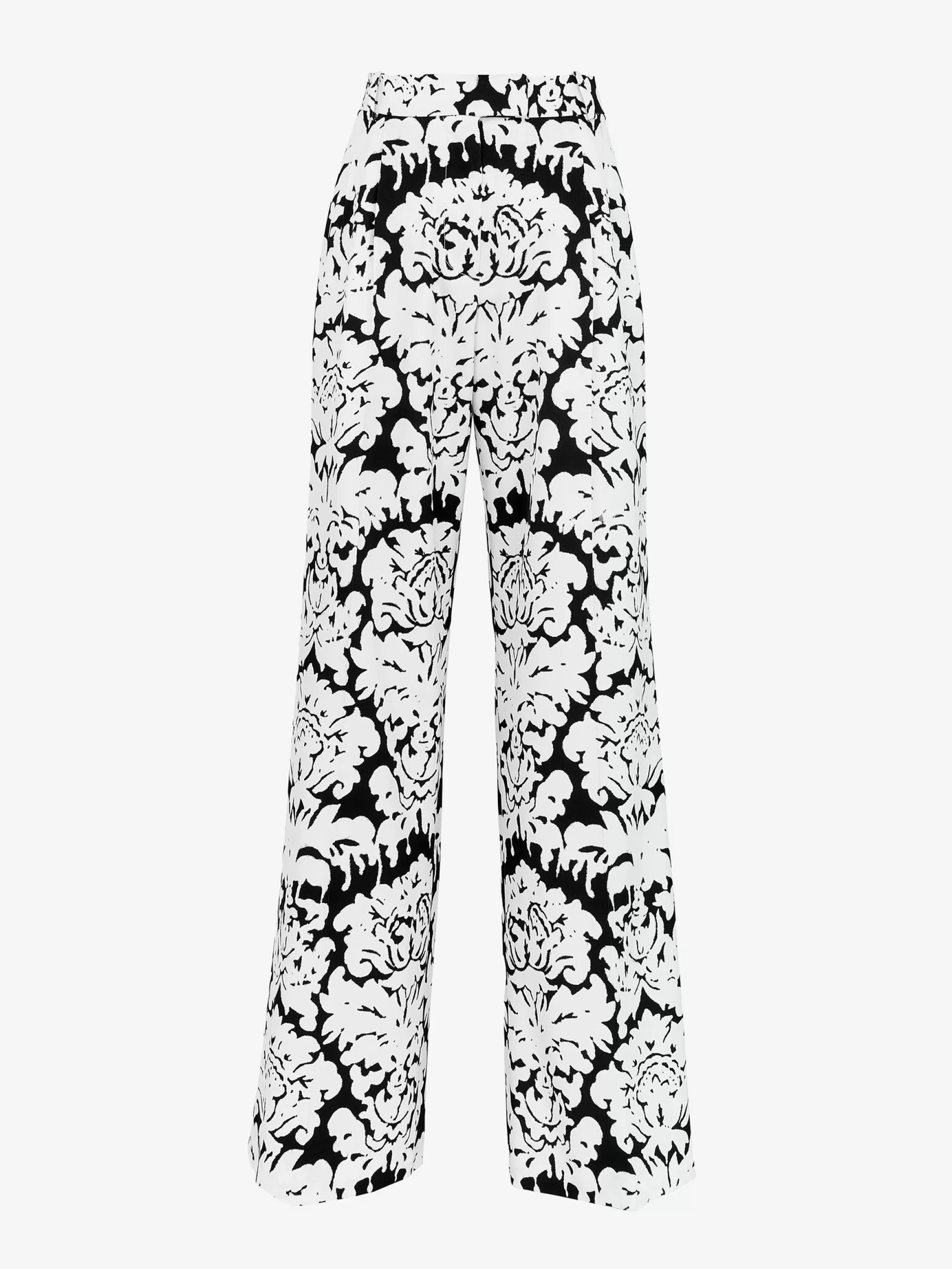 Women's Damask Double Pleat Wide Leg Trousers in >Alexander McQueen Shop