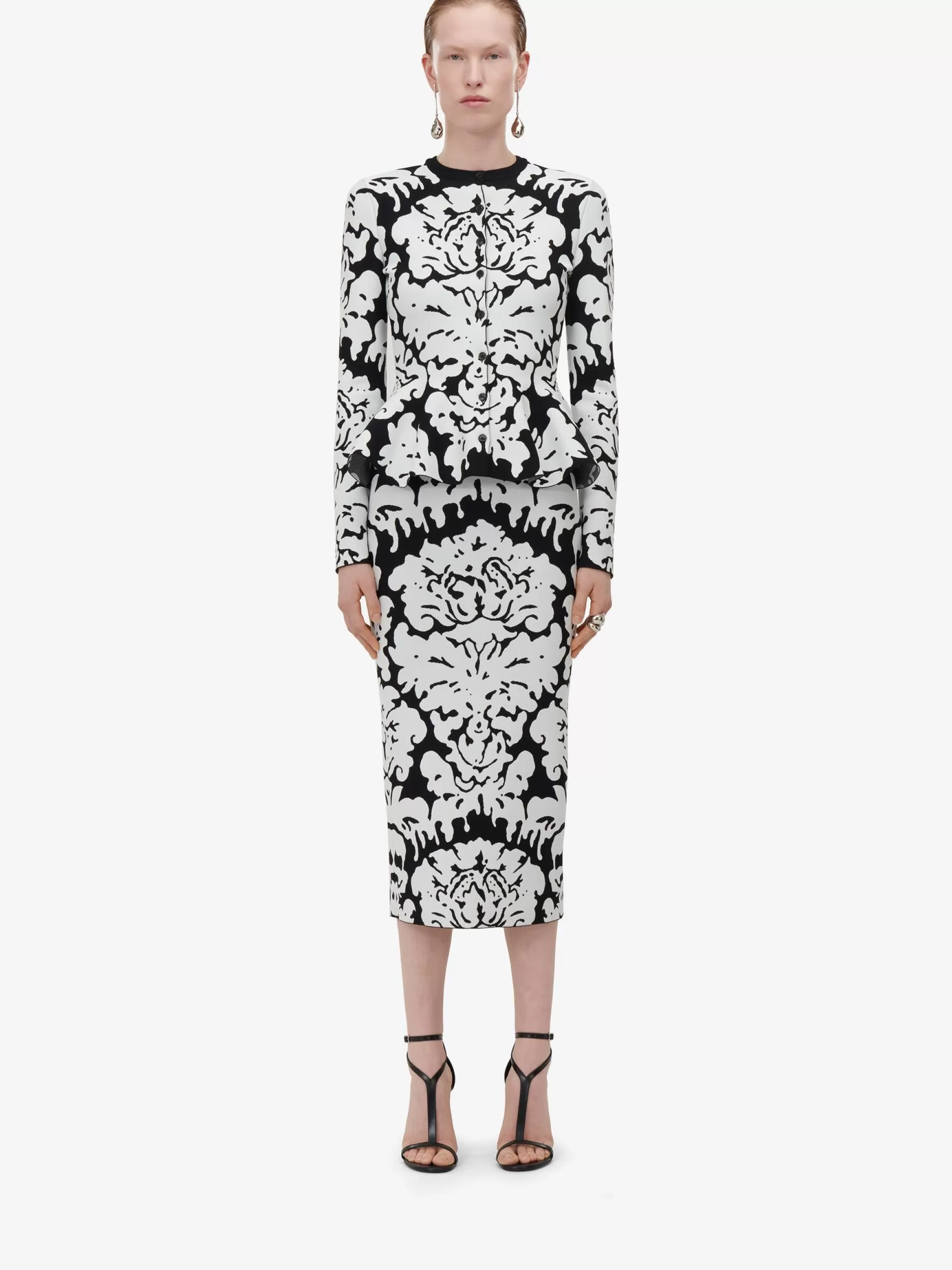 Women's Damask Jacquard Pencil Skirt in >Alexander McQueen Outlet