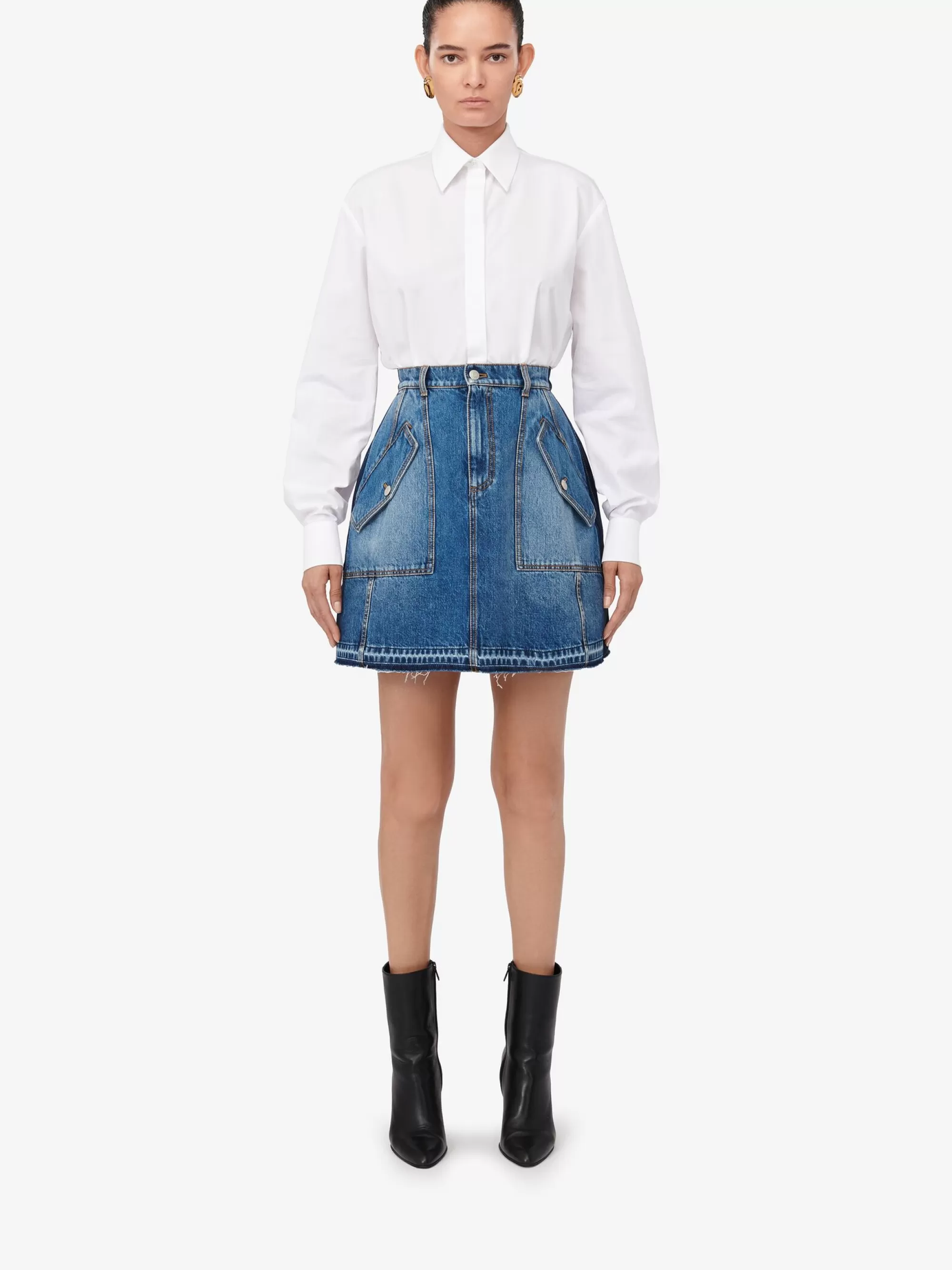 Women's Denim Mini Skirt in >Alexander McQueen Store