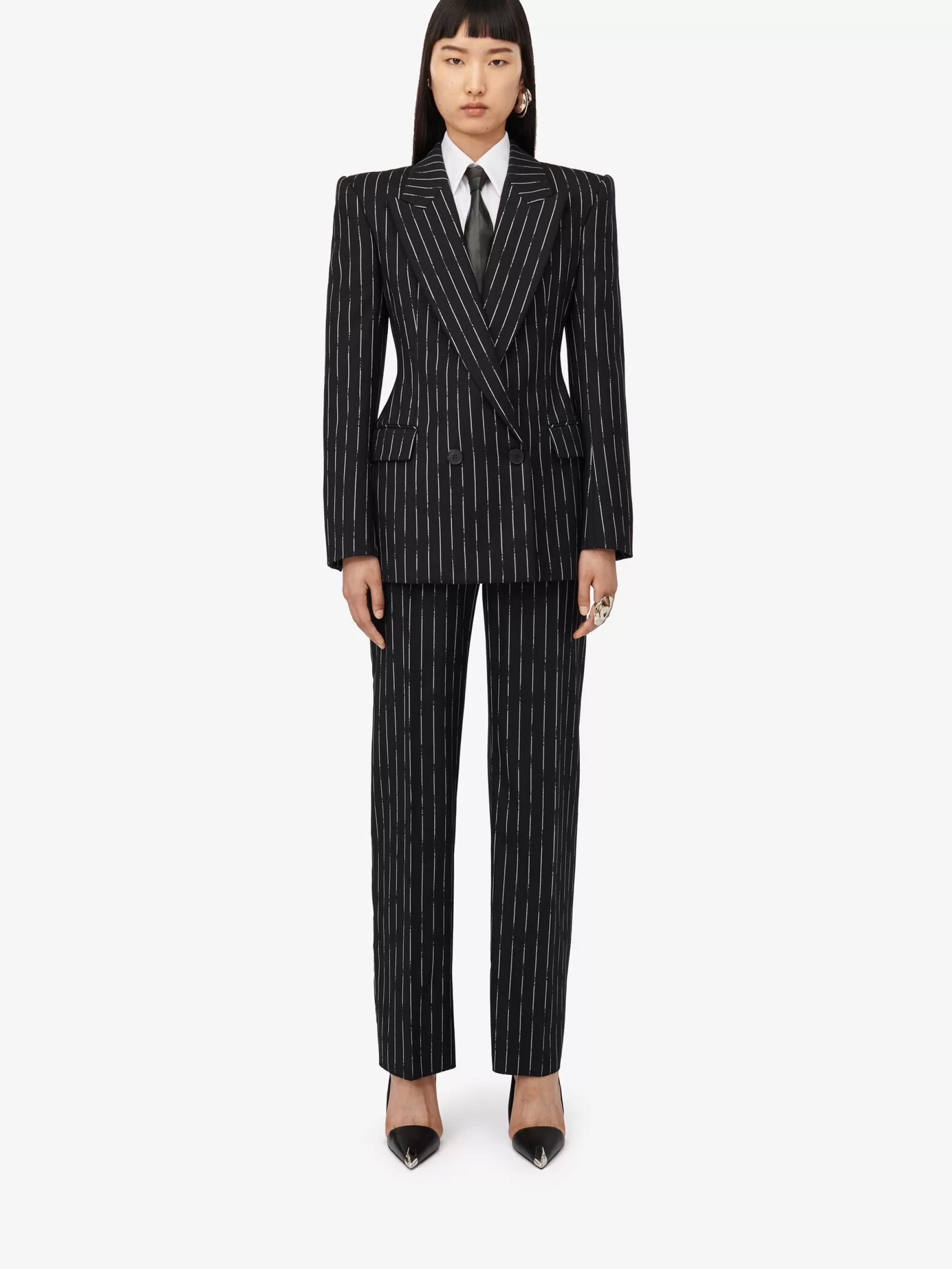 Women's Double Pleat Wide Leg Trousers in >Alexander McQueen Outlet