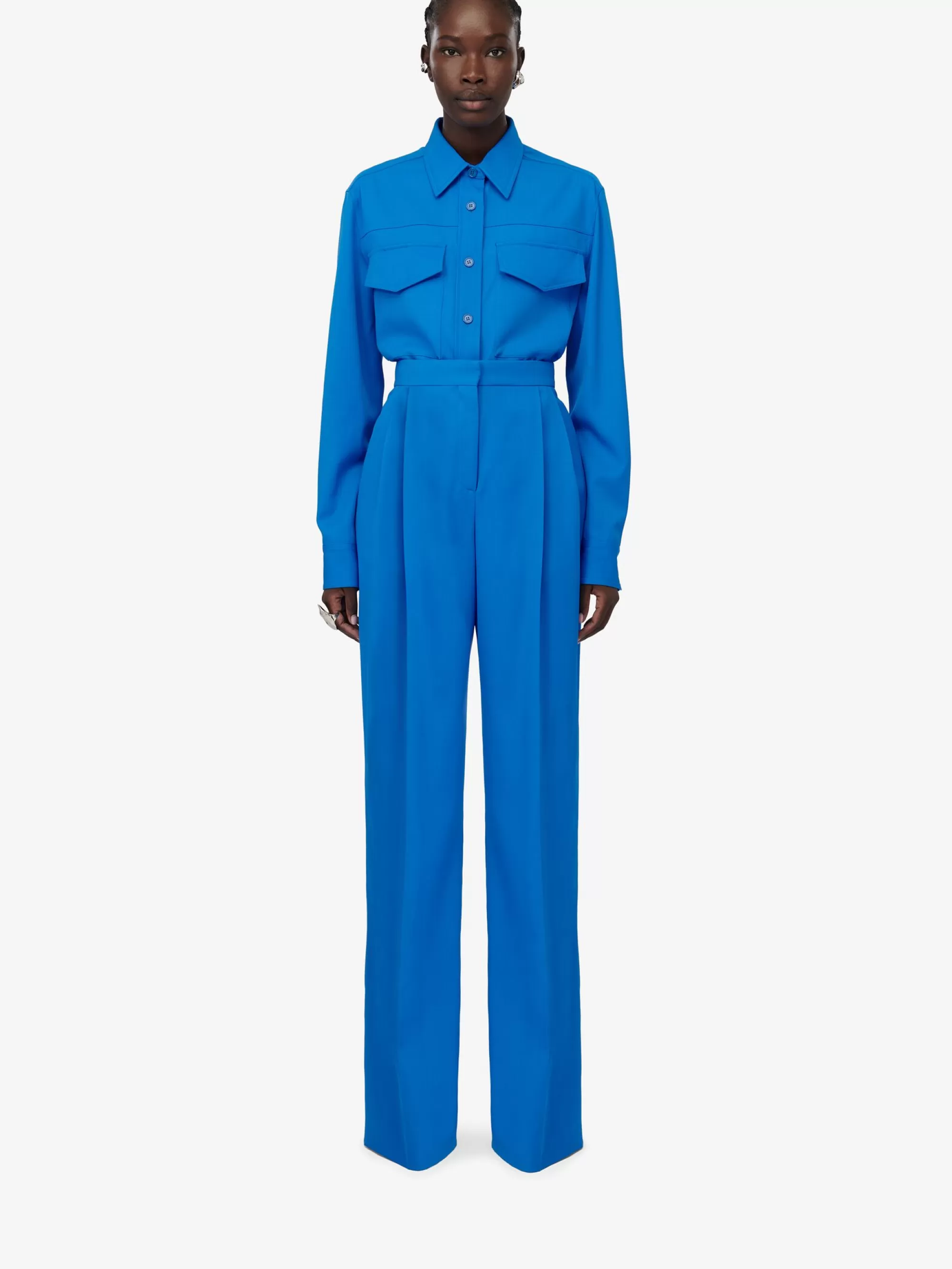 Women's Double Pleat Wide Leg Trousers in >Alexander McQueen Outlet