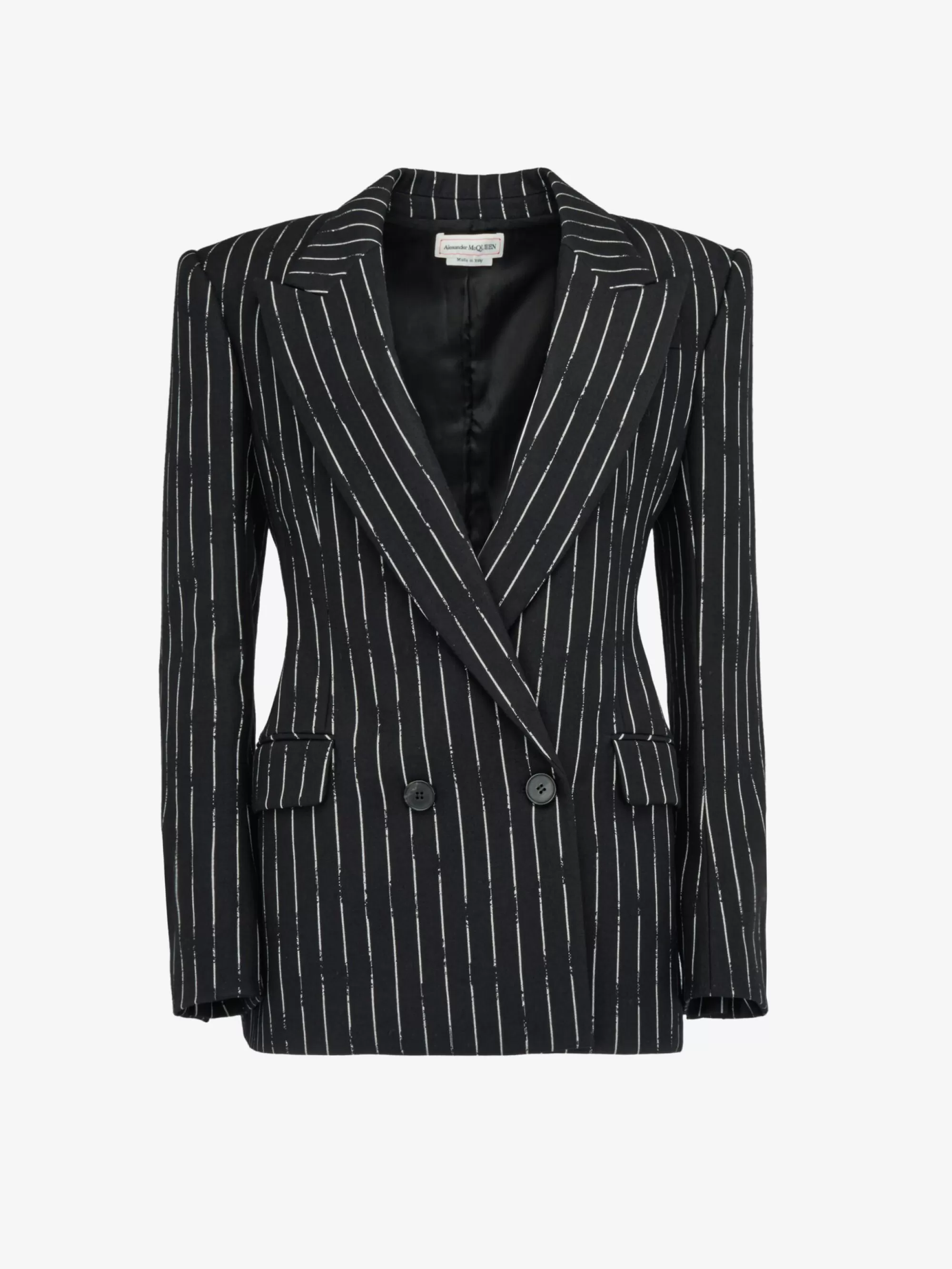 Women's Double-breasted Broken Pinstripe Jacket in >Alexander McQueen Clearance