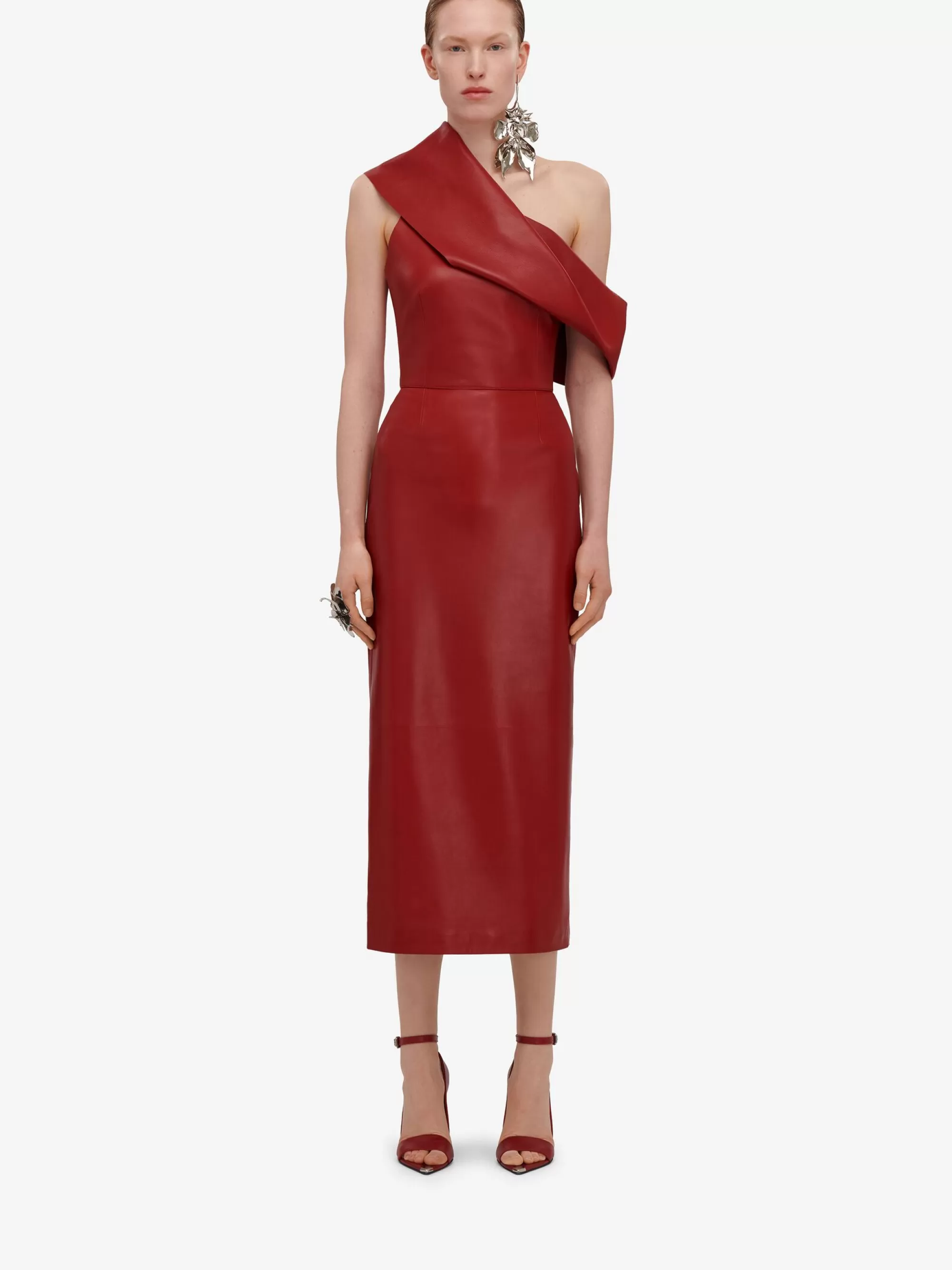 Women's Drape Leather Dress in >Alexander McQueen Fashion