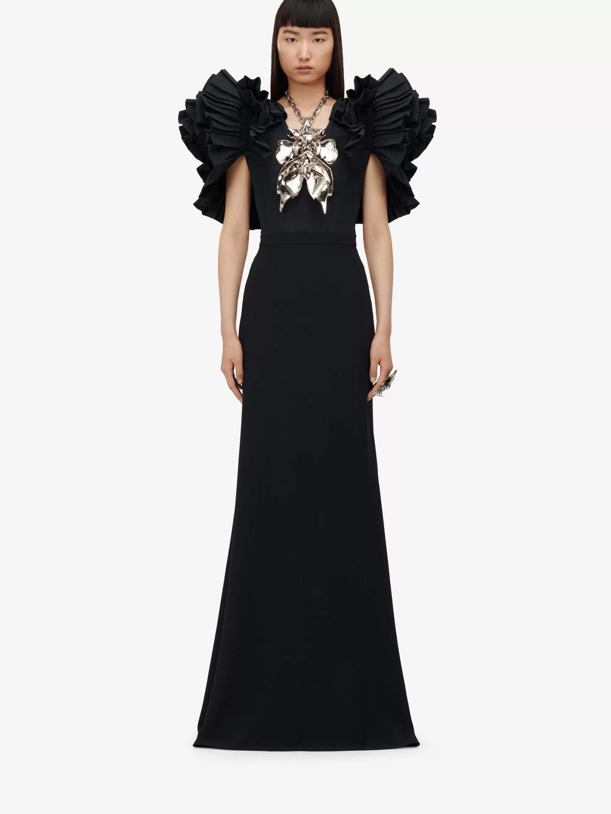 Women's Exploded Shoulder Evening Dress in >Alexander McQueen Fashion