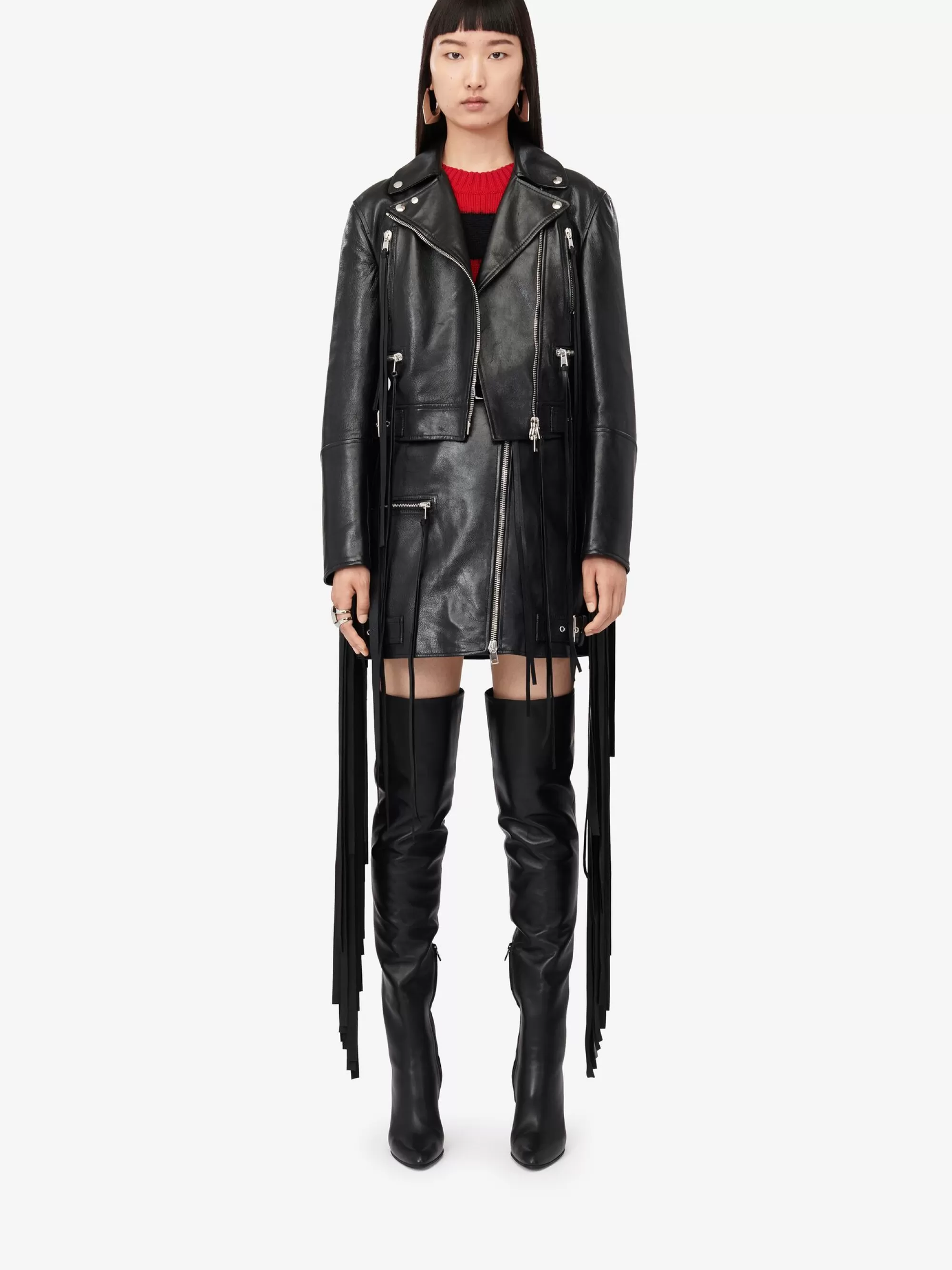 Women's Fringed Biker Jacket in >Alexander McQueen Clearance