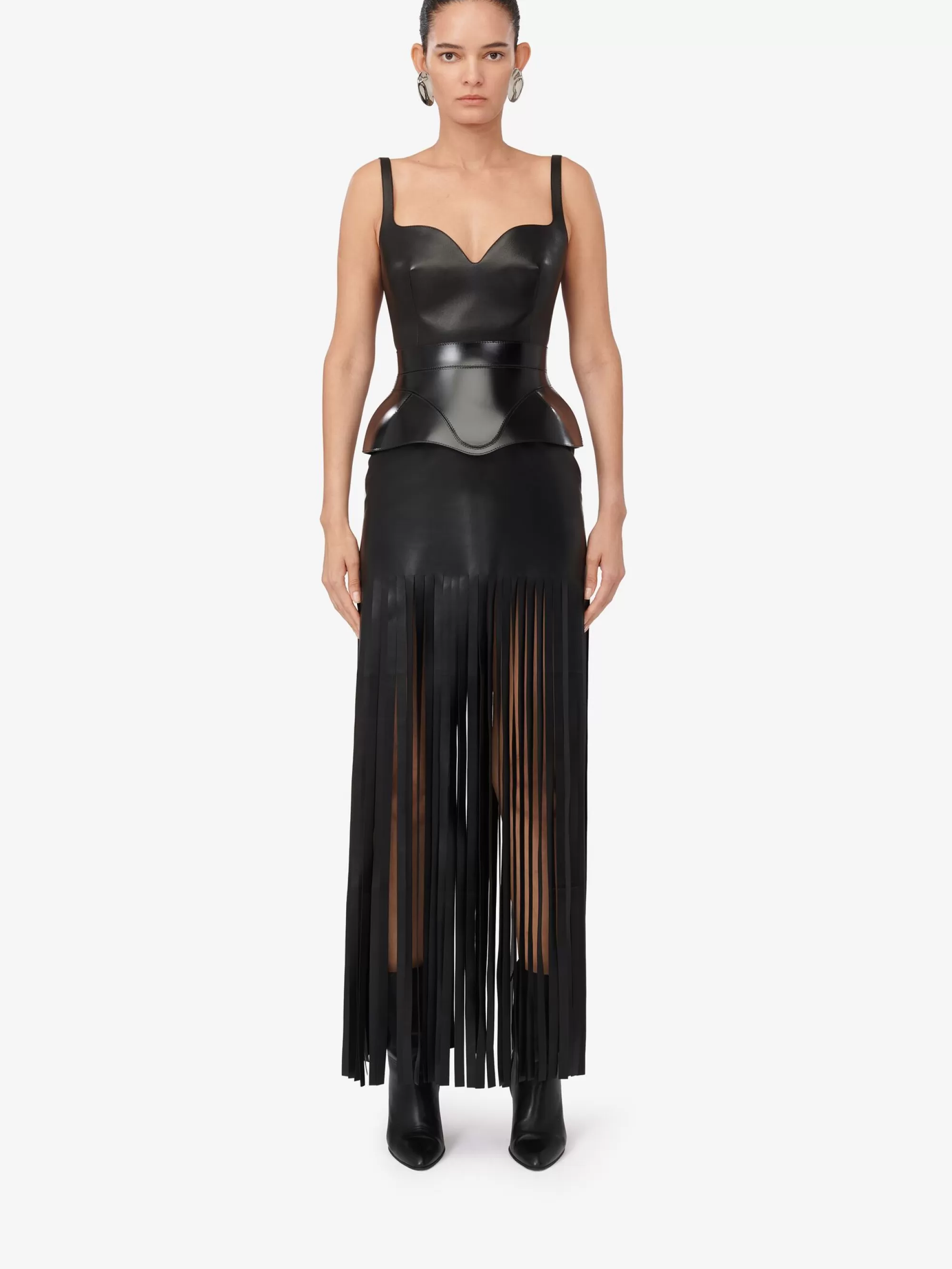 Women's Fringed Leather Pencil Dress in >Alexander McQueen Cheap