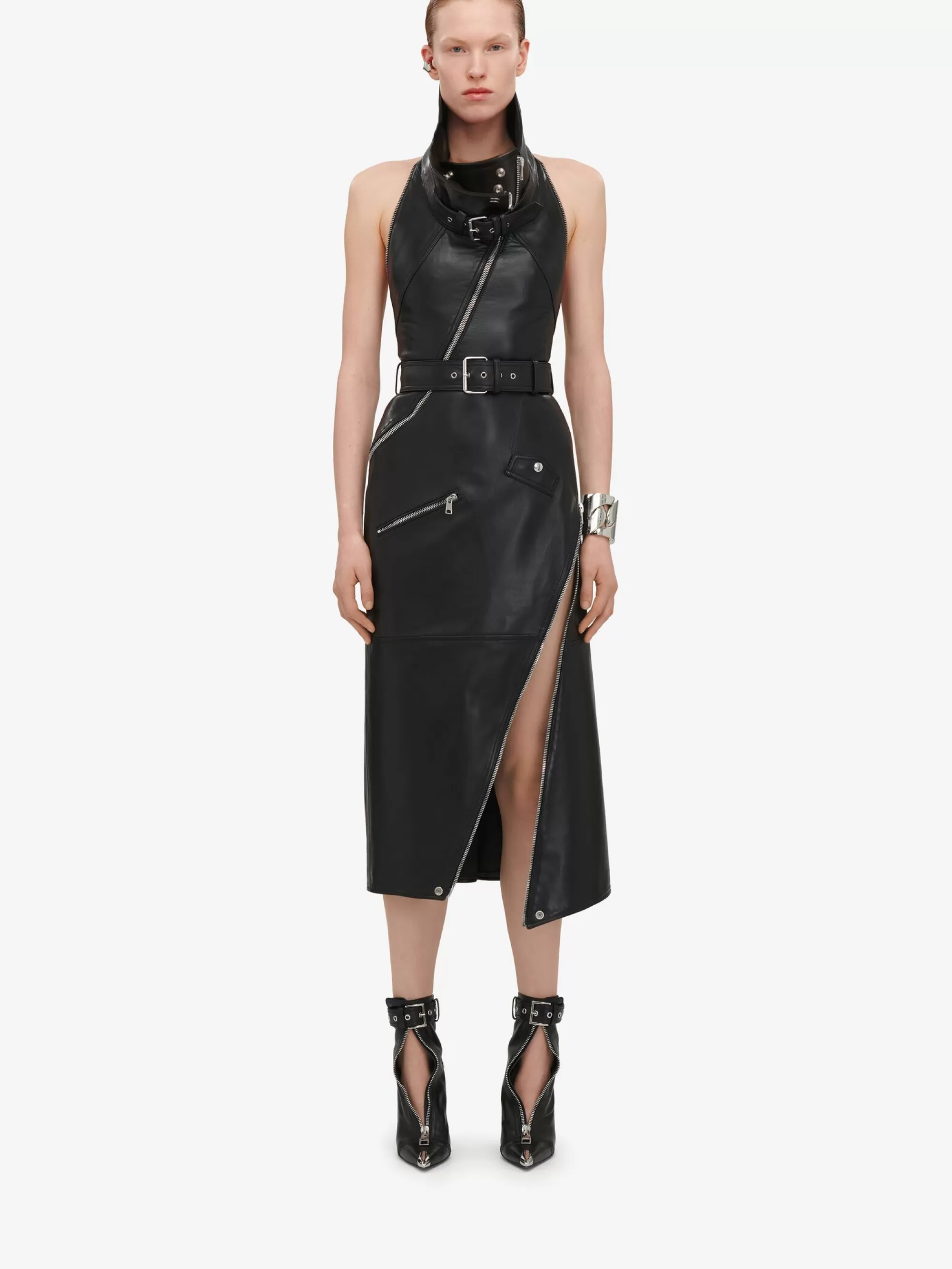 Women's Funnel Neck Biker Dress in >Alexander McQueen Best Sale