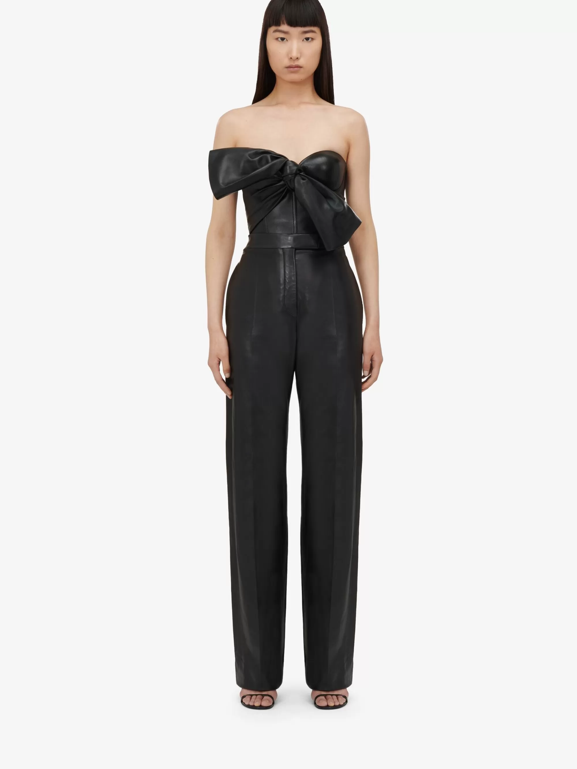 Women's High-waisted Leather Trousers in >Alexander McQueen Store