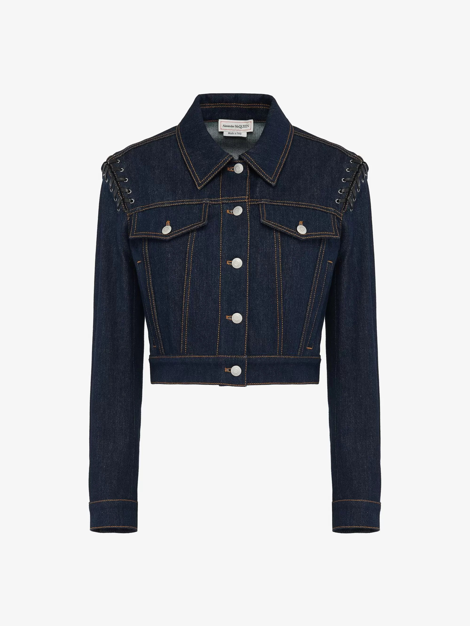 Women's Lace Detail Cropped Jacket in >Alexander McQueen Hot