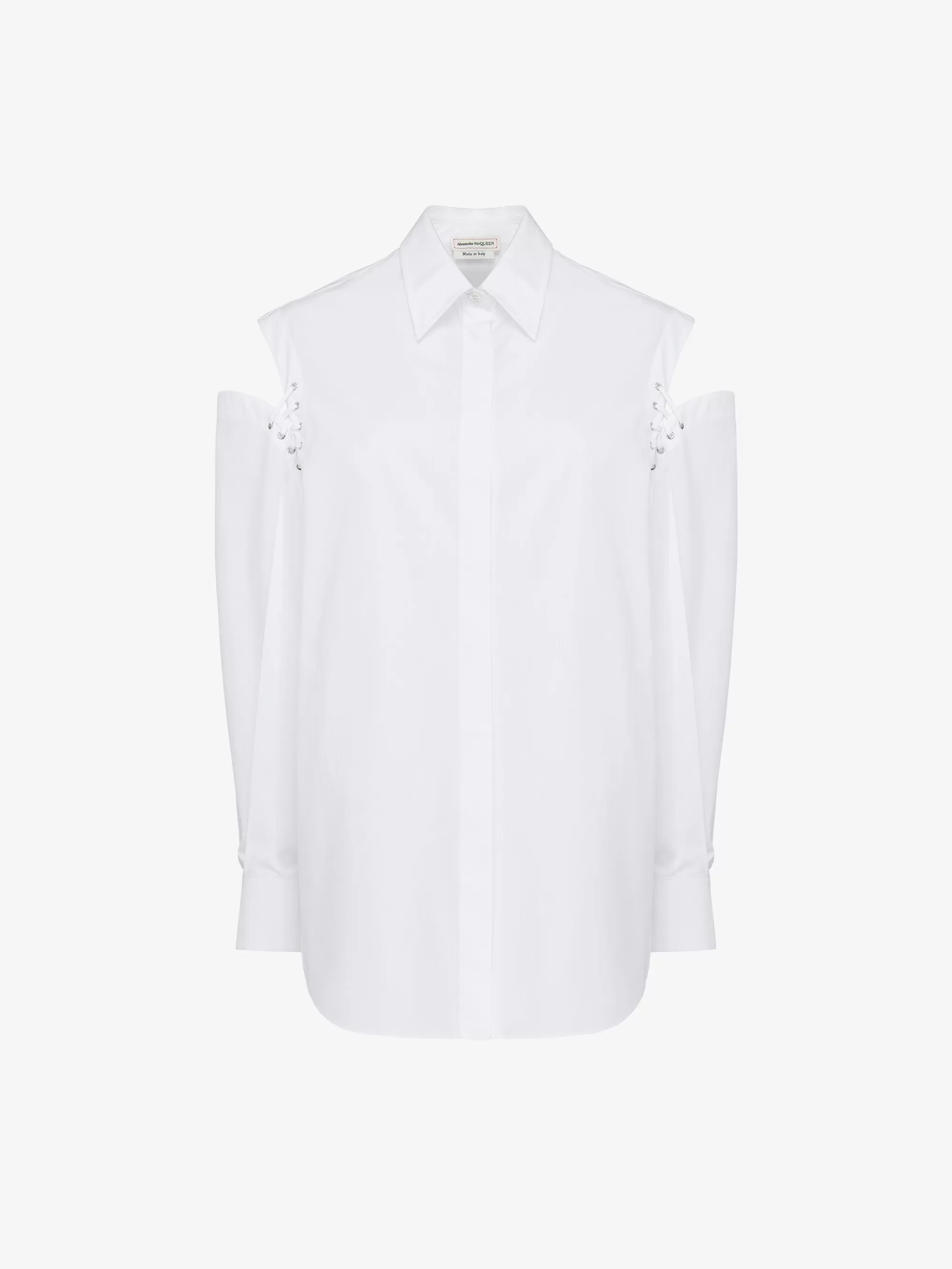 Women's Lace Detail Slashed Cocoon Shirt in >Alexander McQueen Online