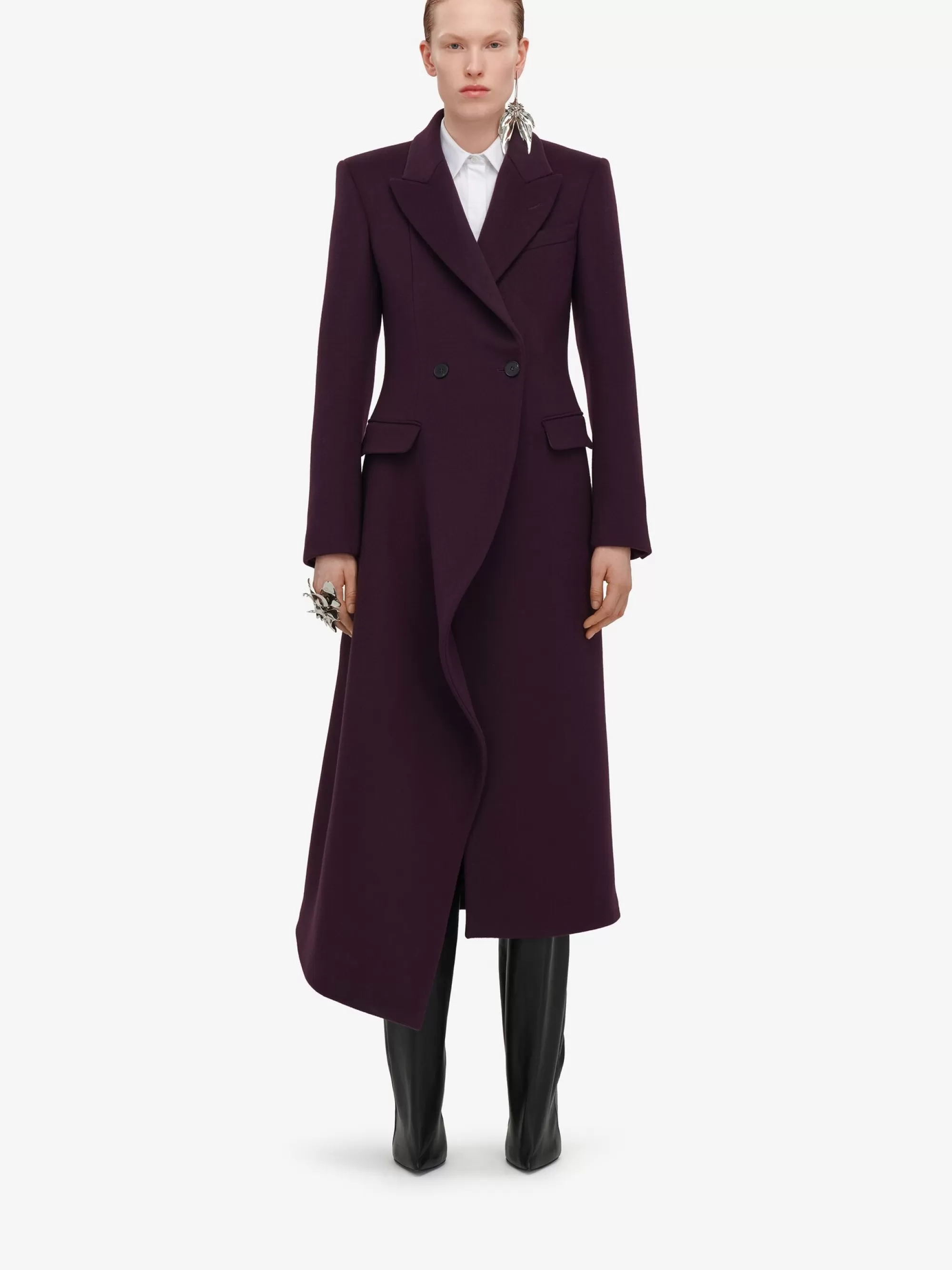 Women's Long Draped Coat in >Alexander McQueen Sale