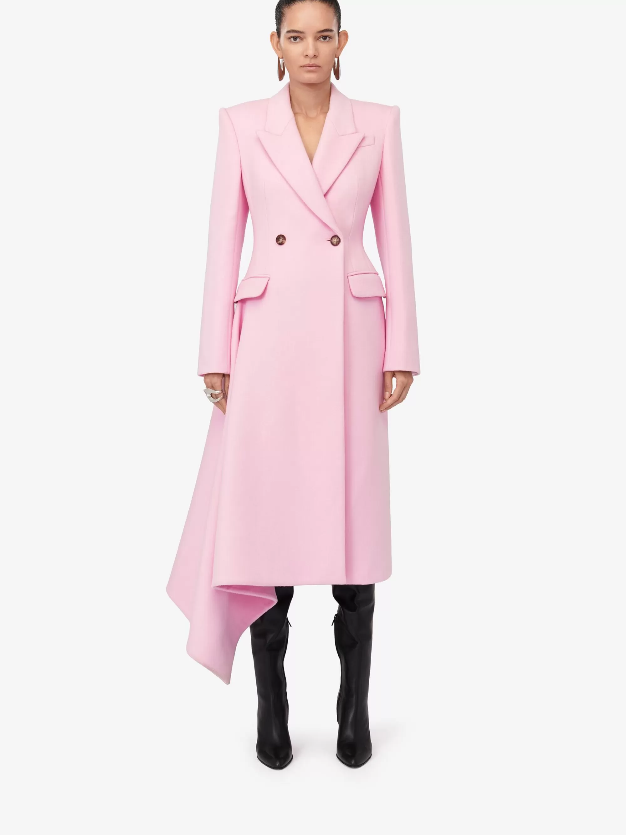 Women's Midi Draped Coat in >Alexander McQueen Cheap