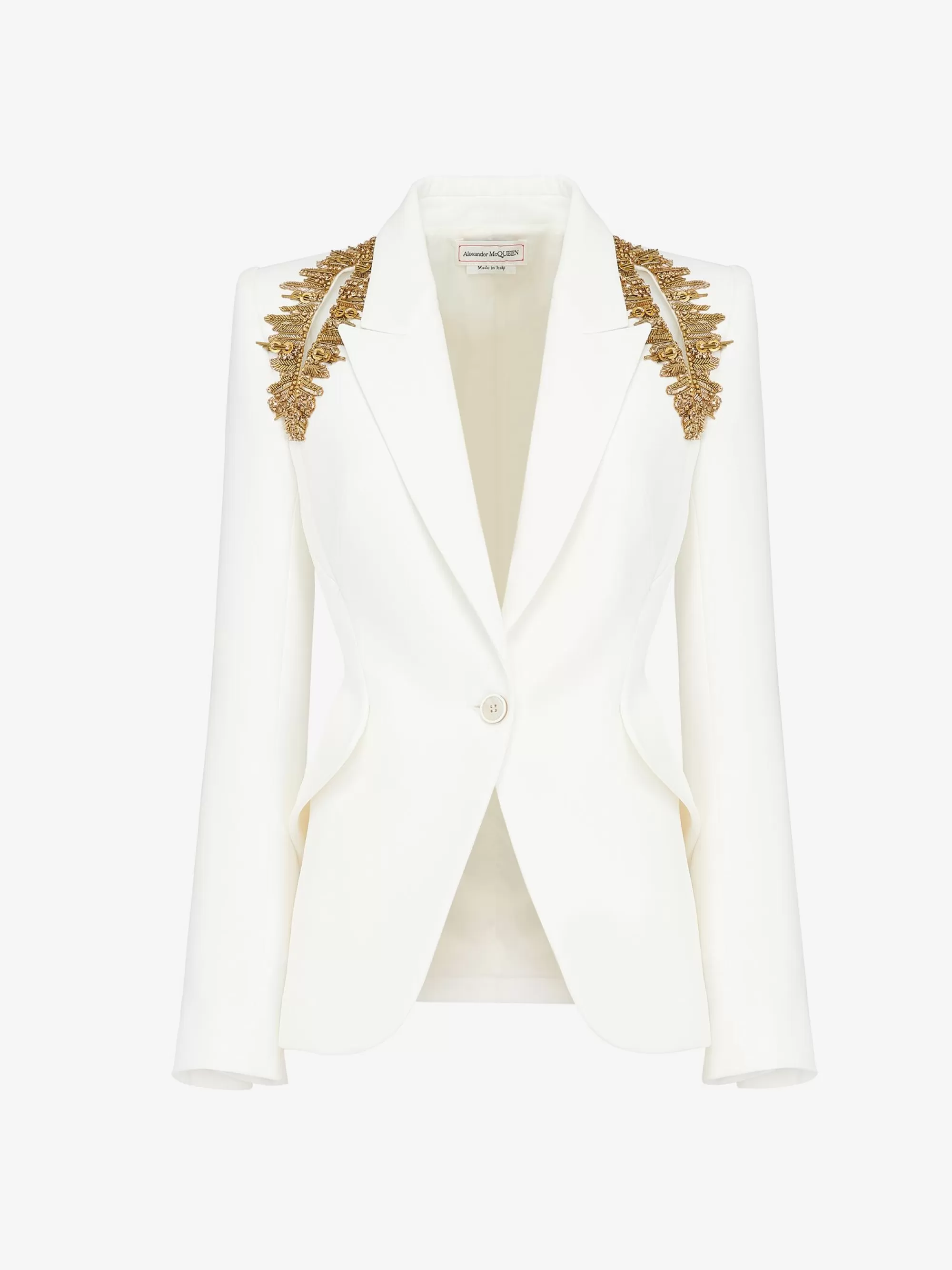 Women's Peak Shoulder Leaf Crepe Jacket in >Alexander McQueen Outlet