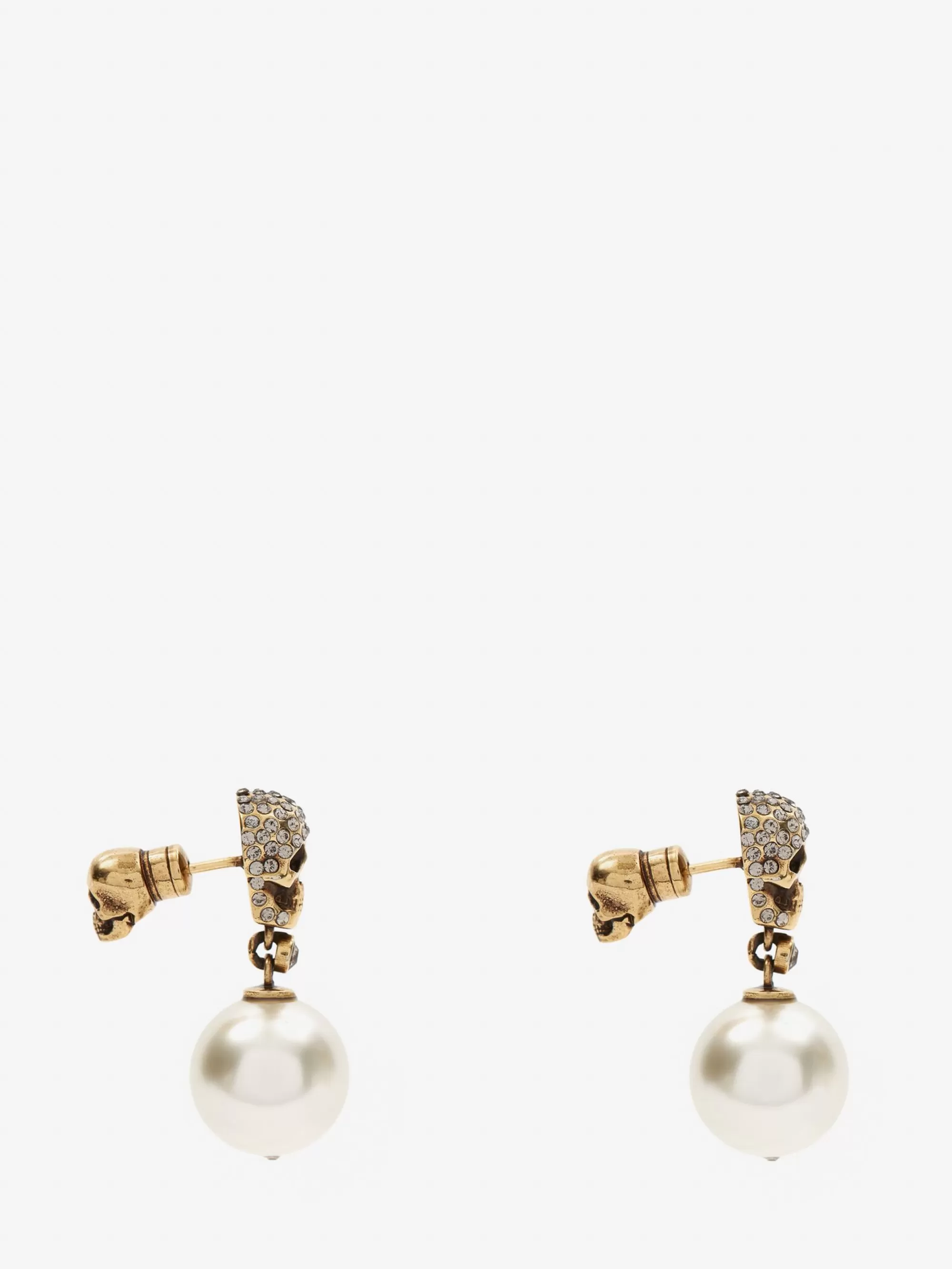 Women's Pearl Pave Skull Earrings in >Alexander McQueen Outlet