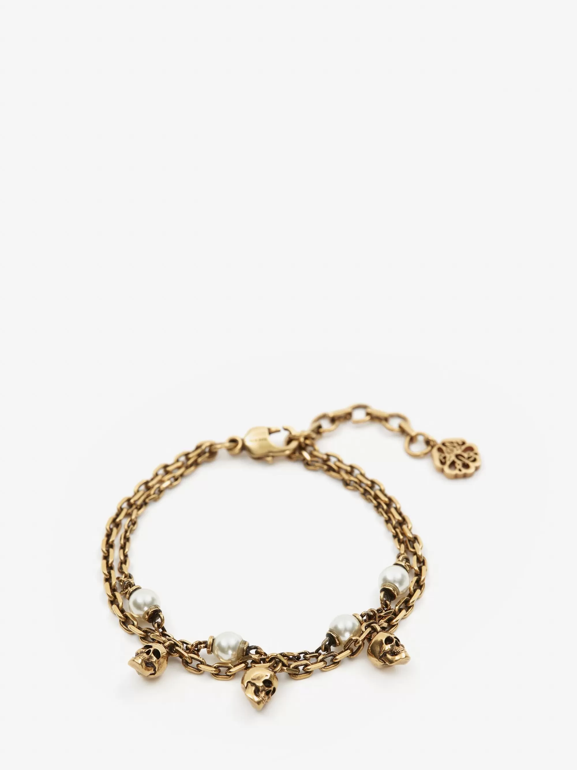 Women's Pearl Skull Chain Bracelet in >Alexander McQueen Clearance