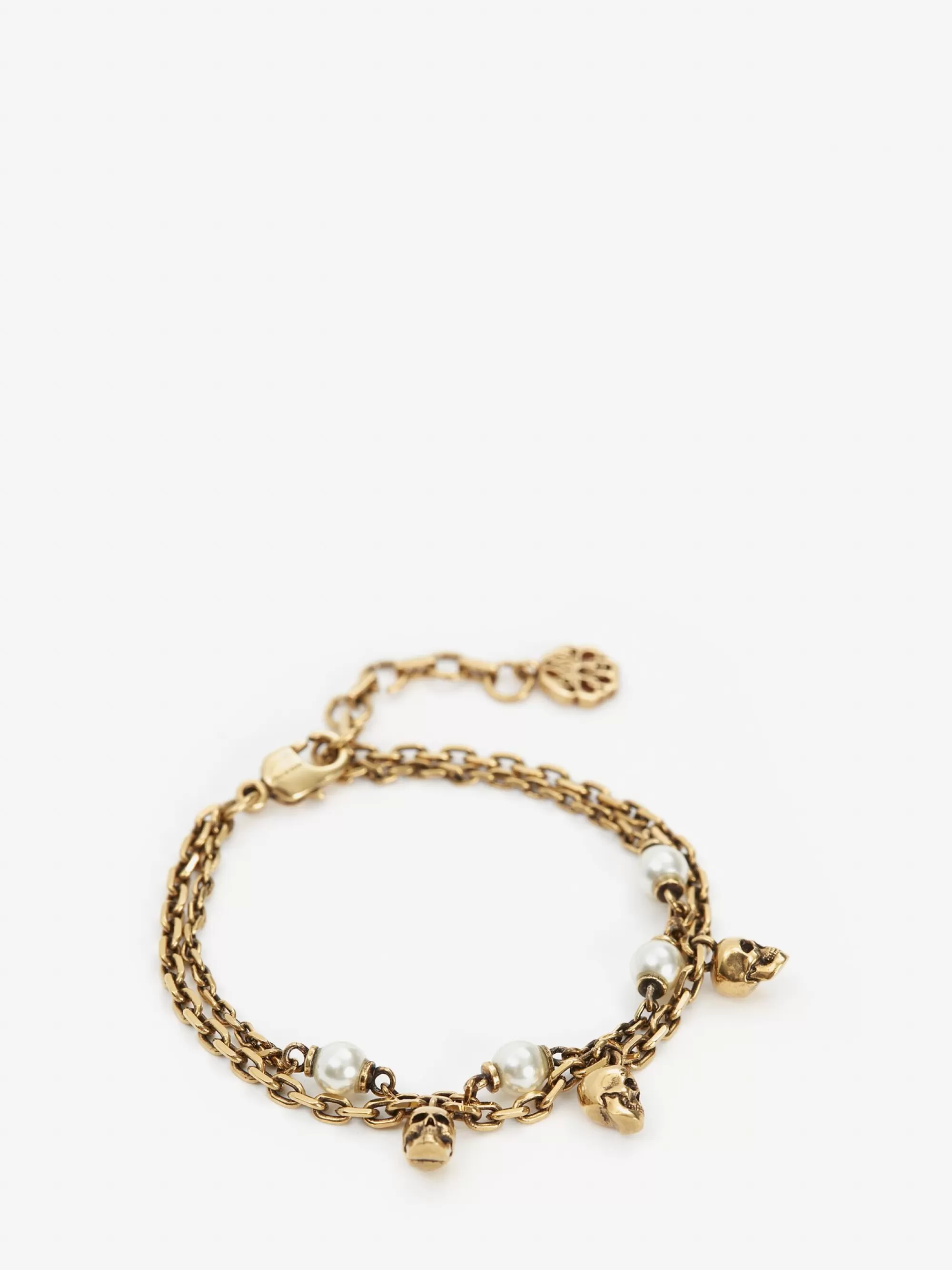 Women's Pearl Skull Chain Bracelet in >Alexander McQueen Clearance