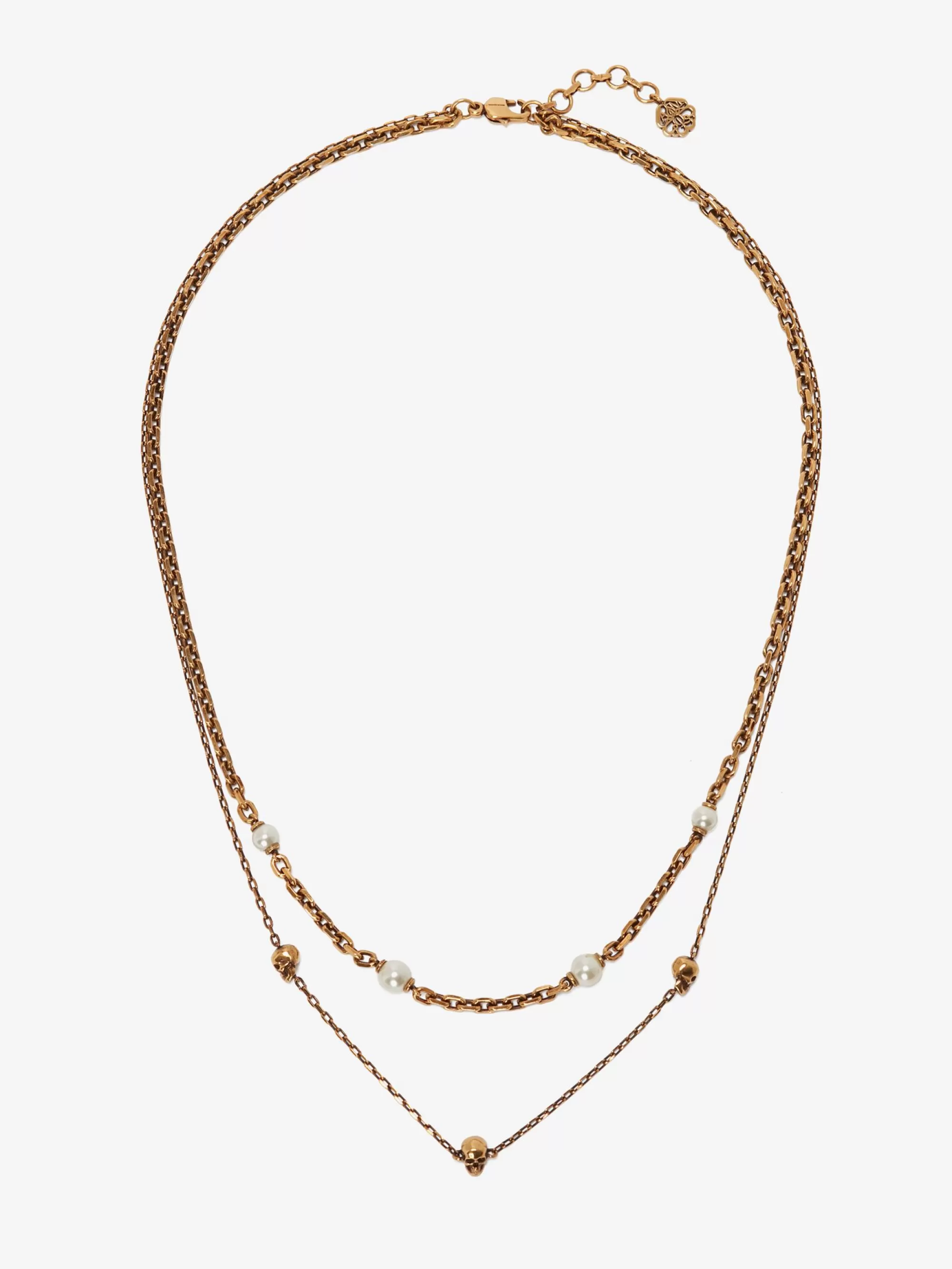 Women's Pearl Skull Chain Necklace in >Alexander McQueen Discount