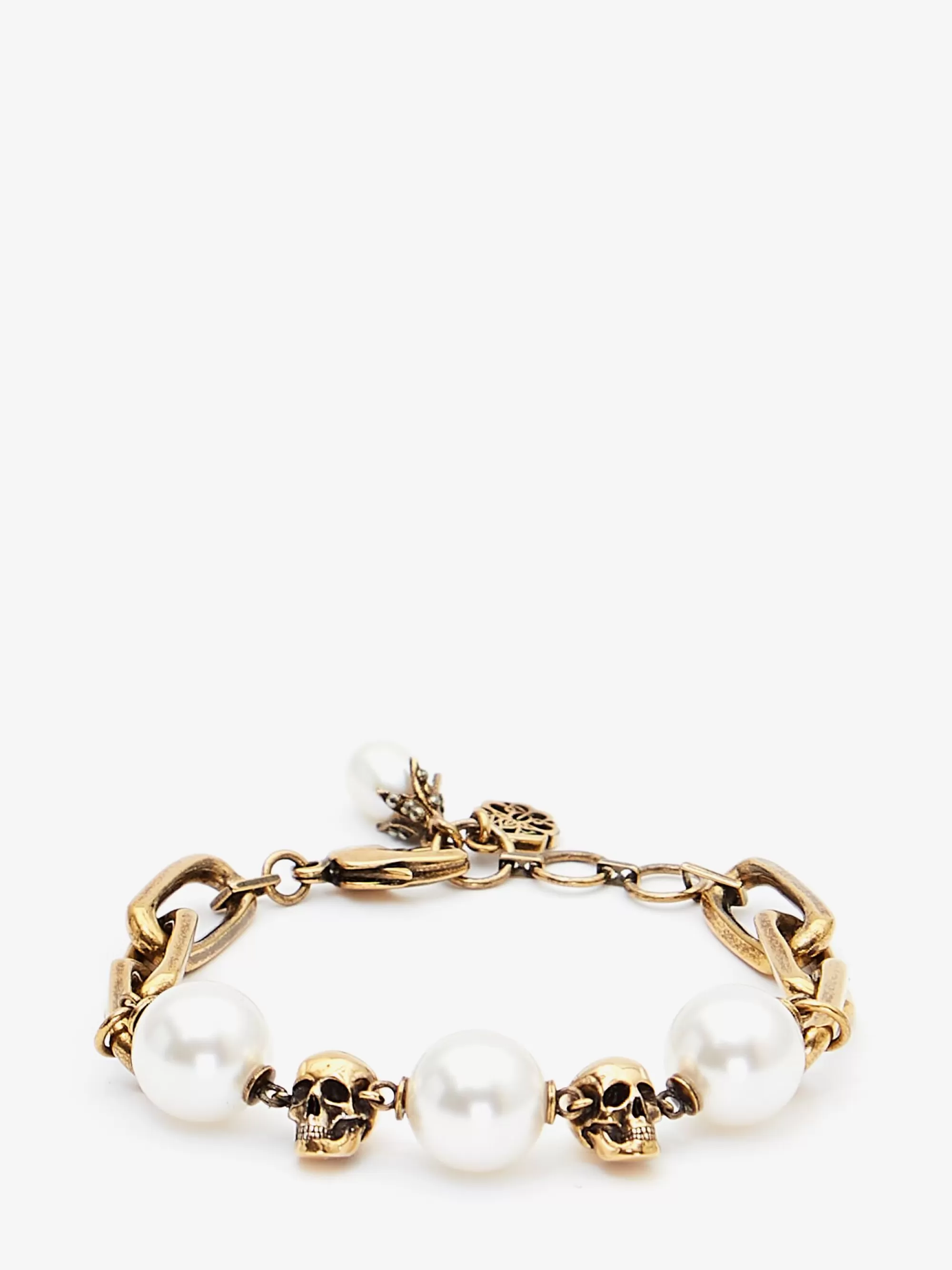 Women's Pearl-like Skull Chain Bracelet in >Alexander McQueen Flash Sale