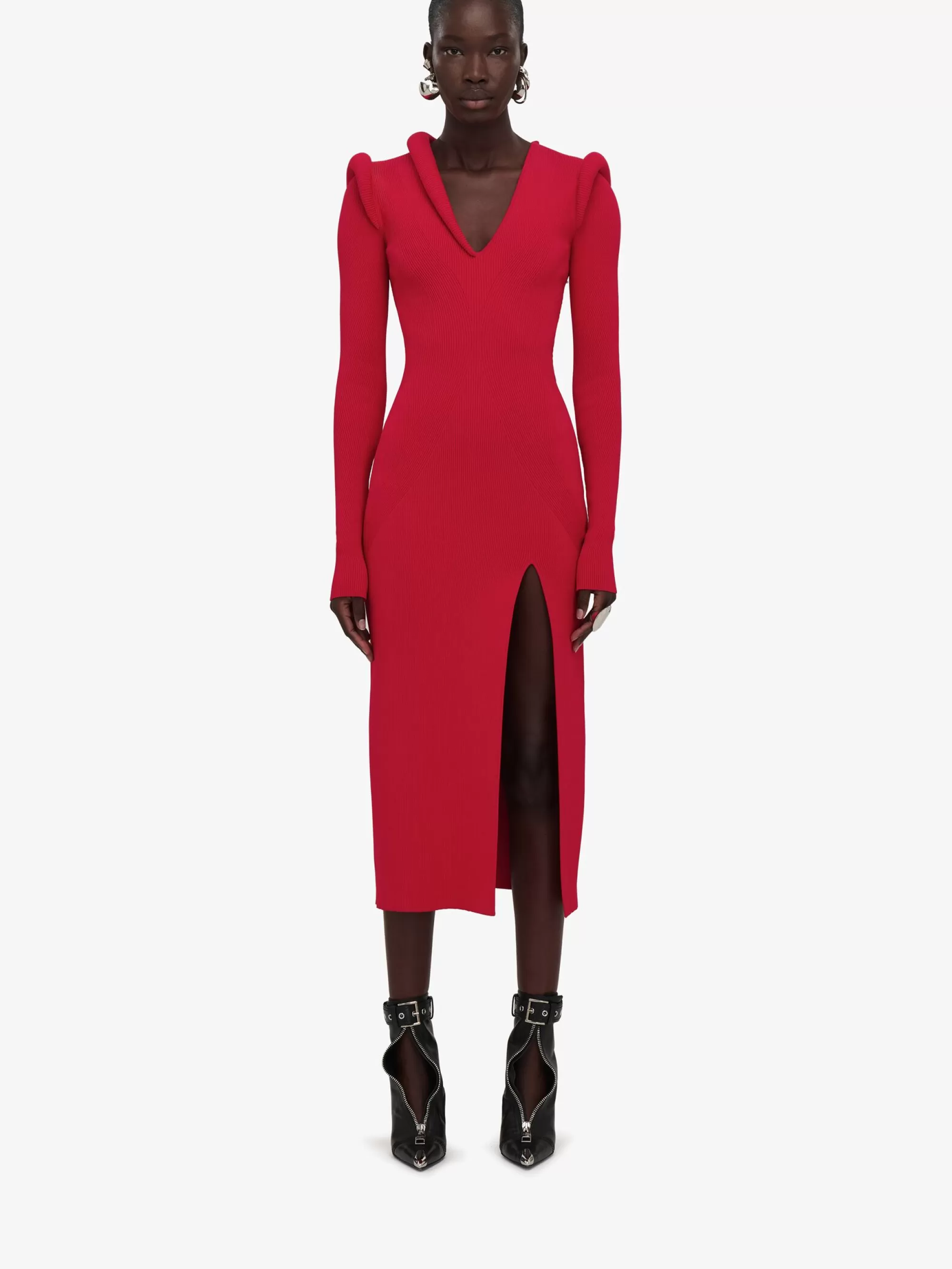 Women's Ribbed-knit Midi Dress in >Alexander McQueen Store