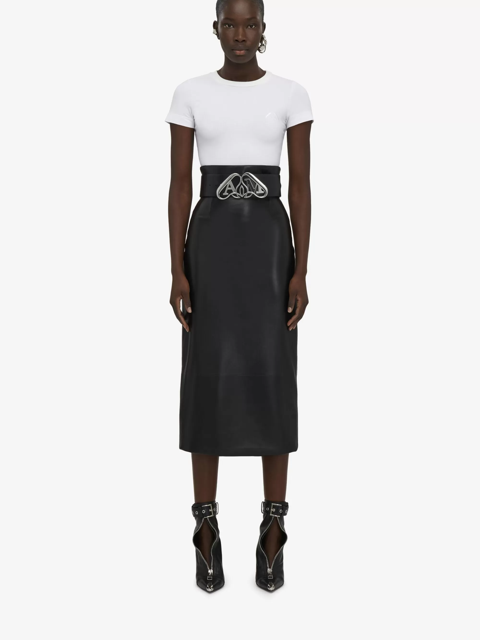 Women's Seal Logo Fitted T-shirt in >Alexander McQueen Shop