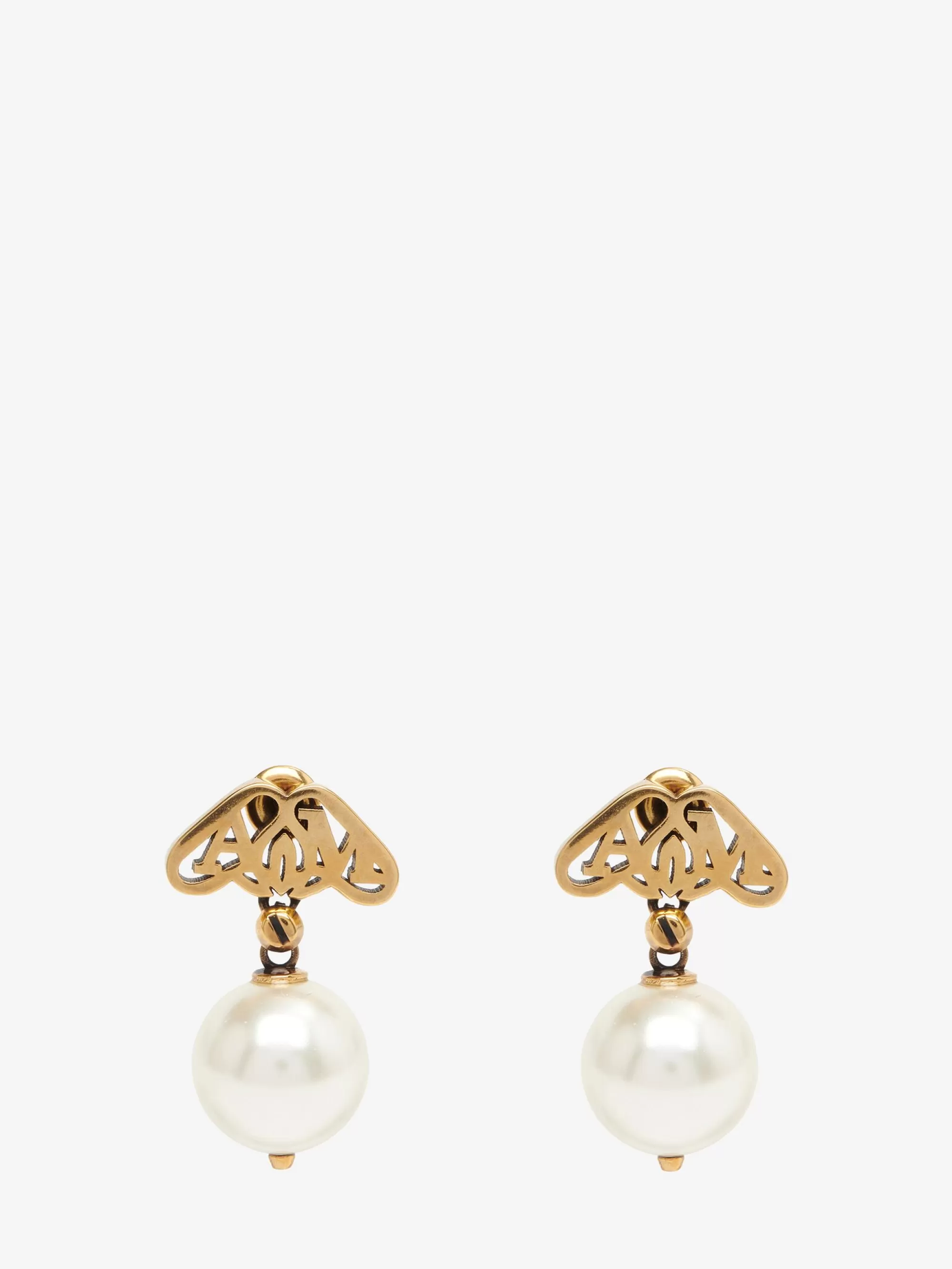 Women's Seal Logo Pearl Earrings in >Alexander McQueen Fashion