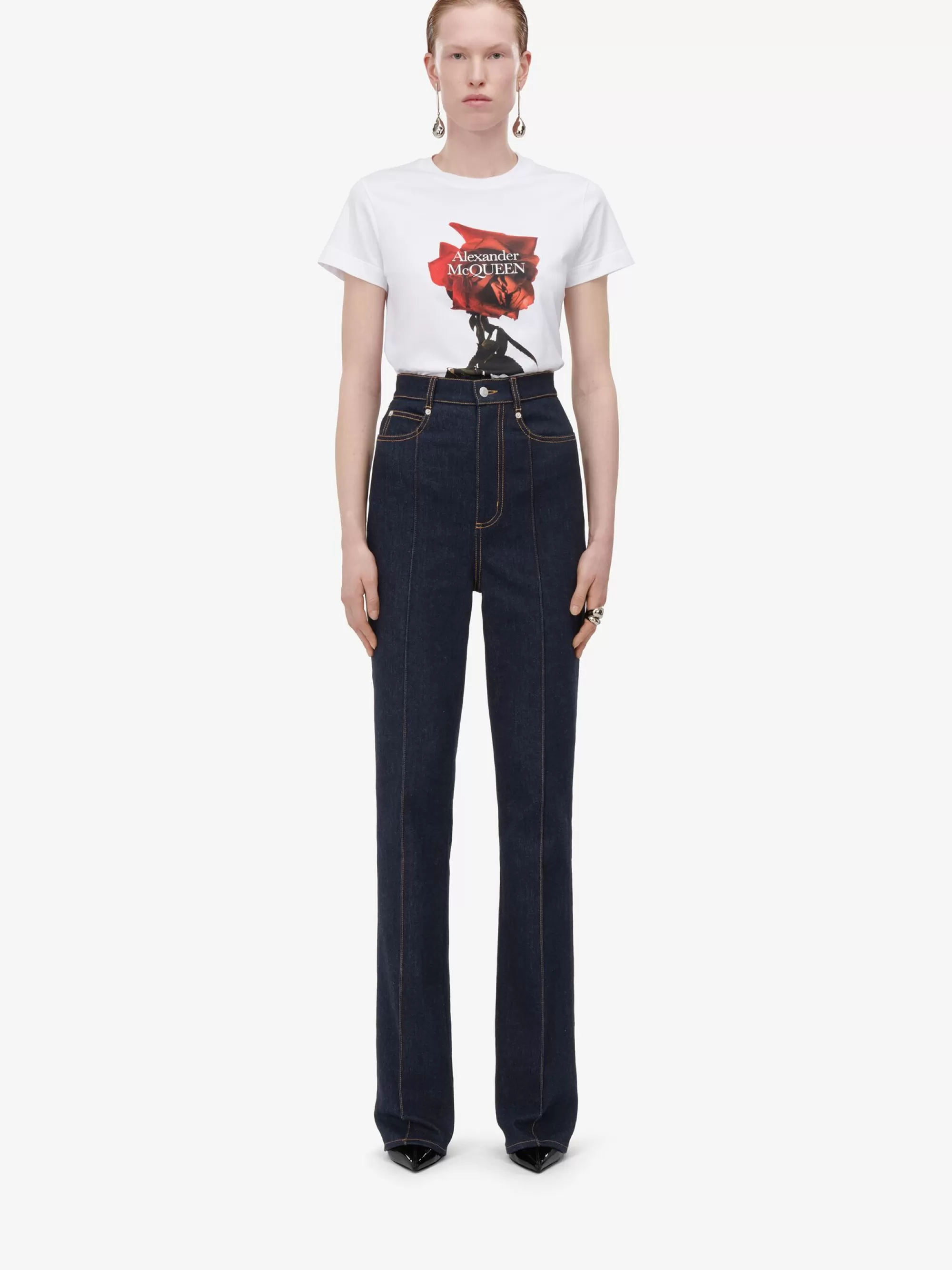 Women's Shadow Rose Fitted T-shirt in >Alexander McQueen Best Sale