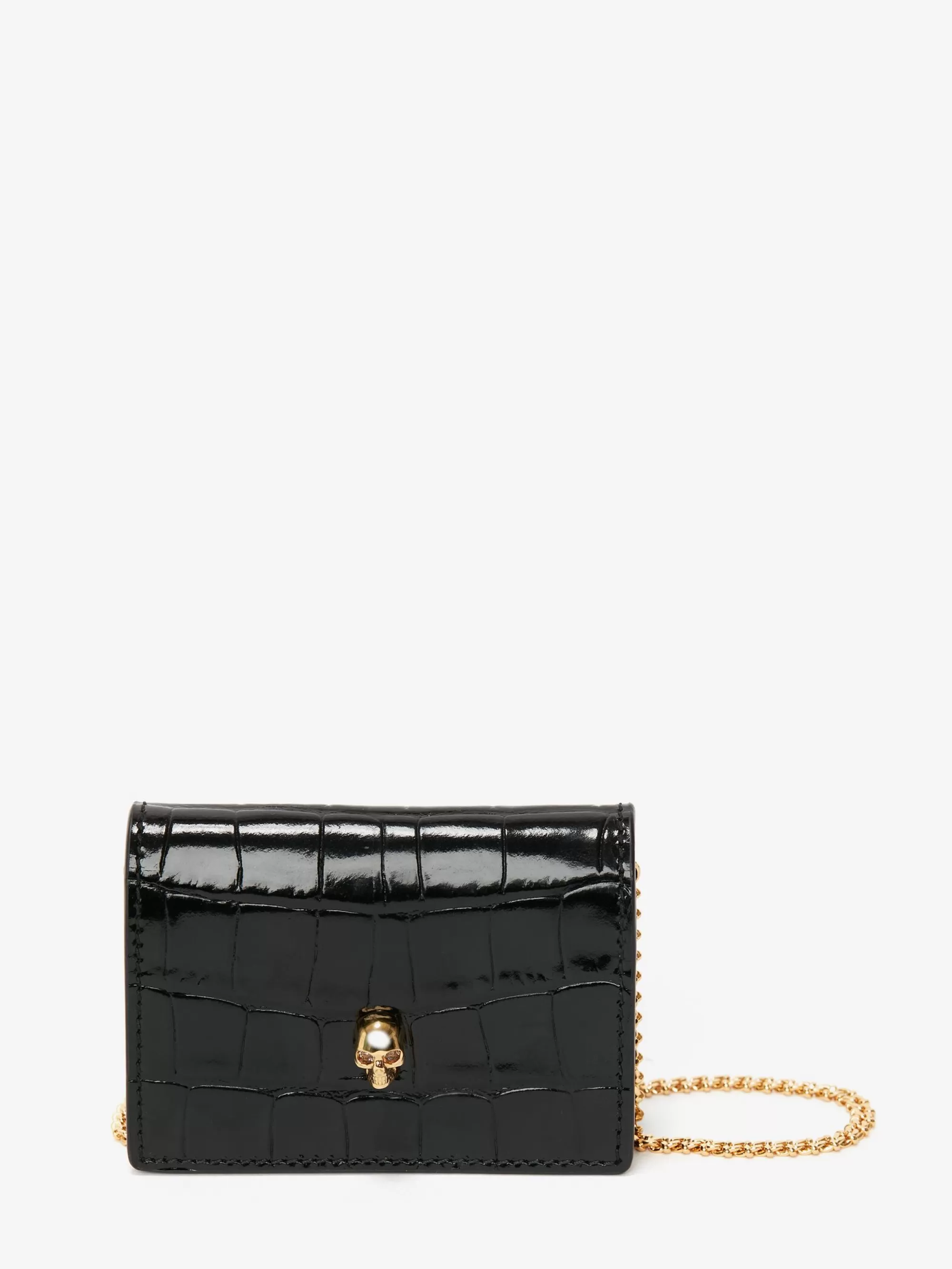 Women's Skull Card Holder With Chain in >Alexander McQueen Best Sale