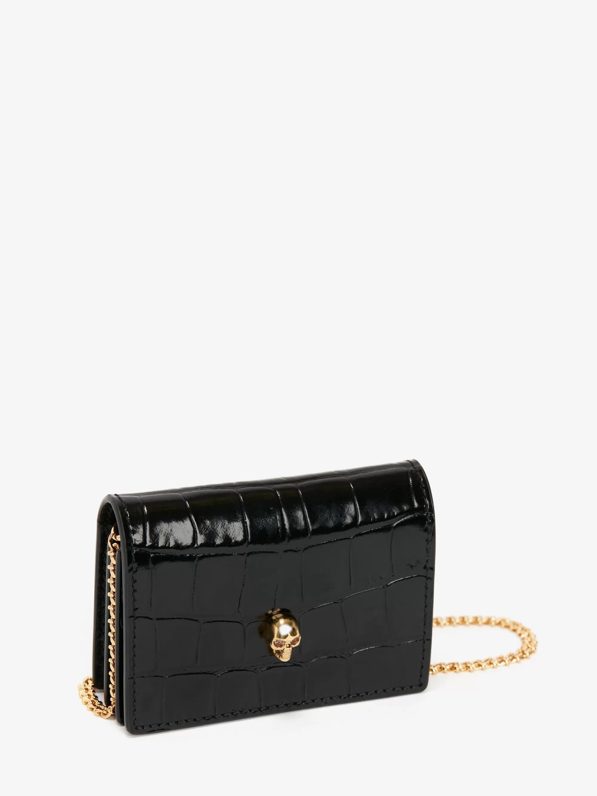 Women's Skull Card Holder With Chain in >Alexander McQueen Best Sale