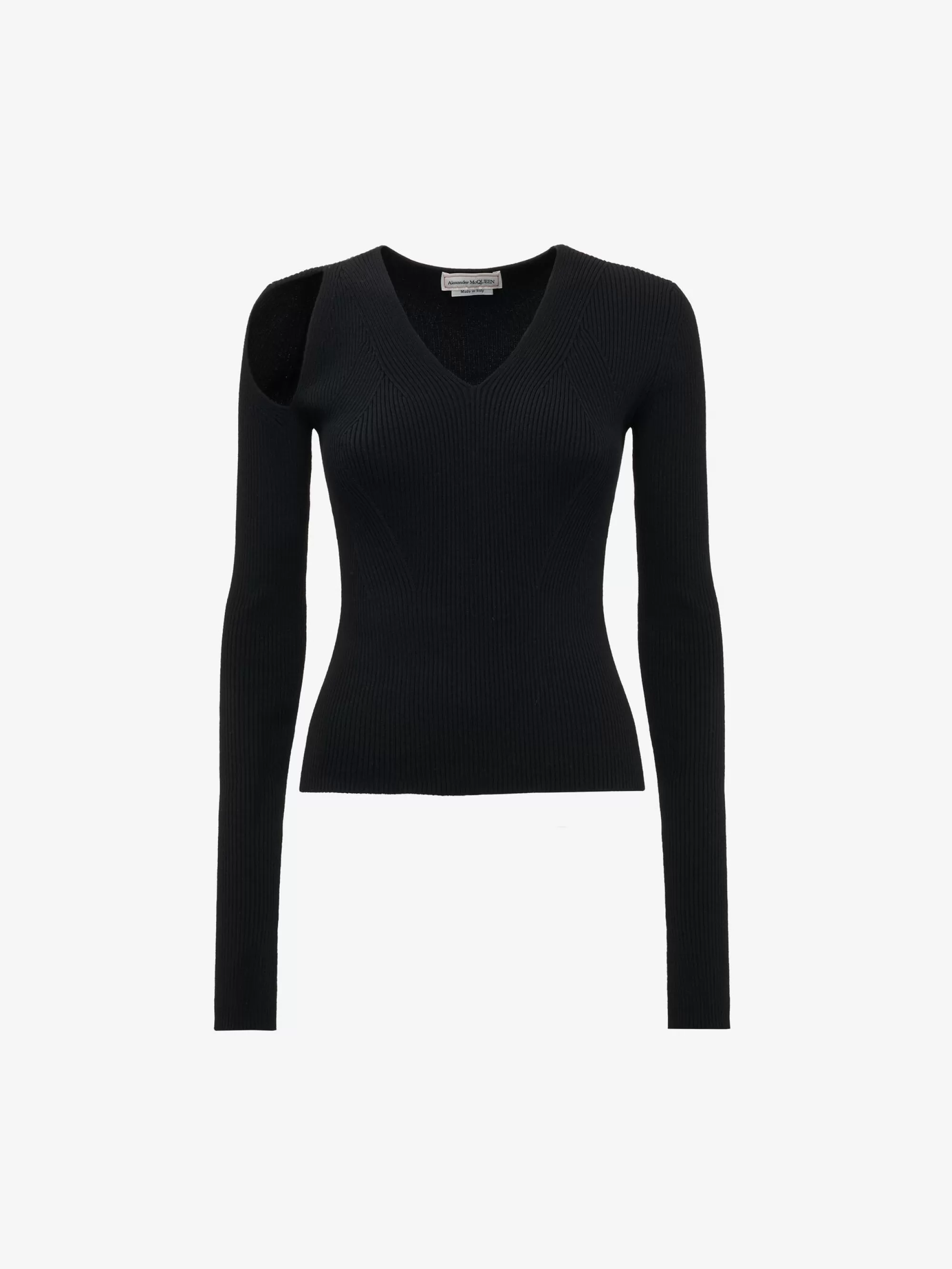 Women's Slashed Ribbed-knit Jumper in >Alexander McQueen Best Sale