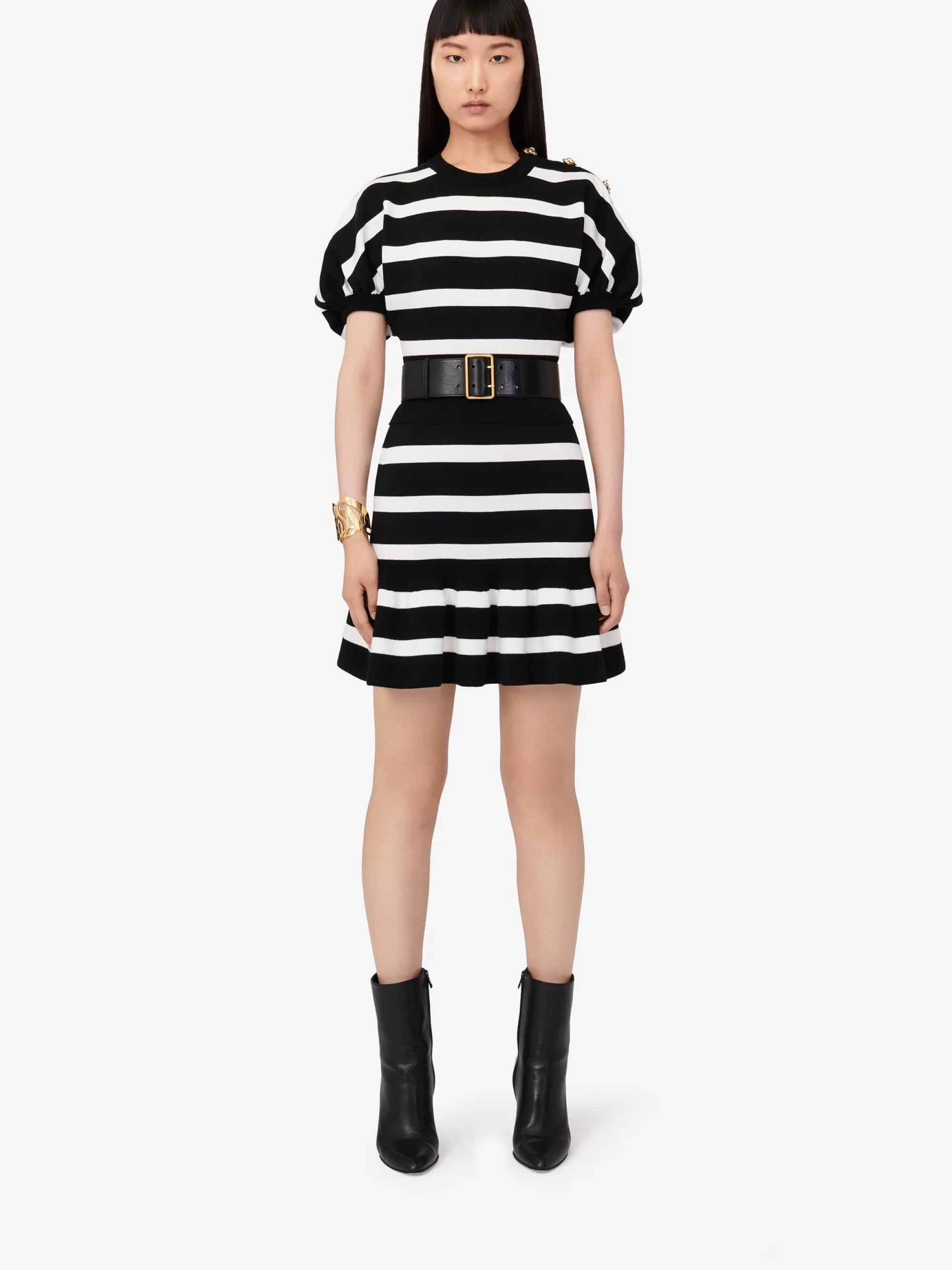 Women's Striped Ruffle Mini Skirt in >Alexander McQueen Hot