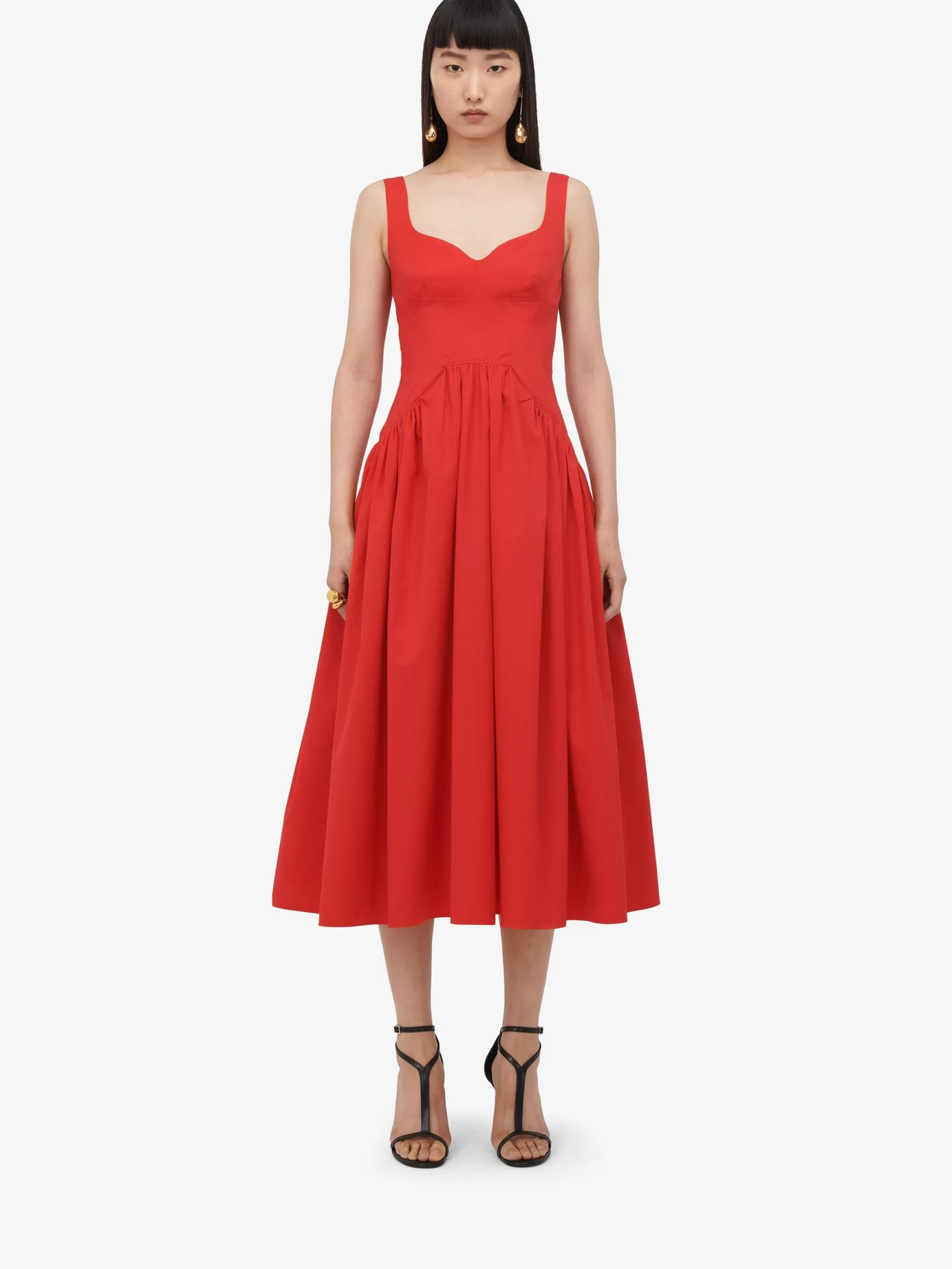 Women's Sweetheart Neckline Midi Dress in >Alexander McQueen Clearance